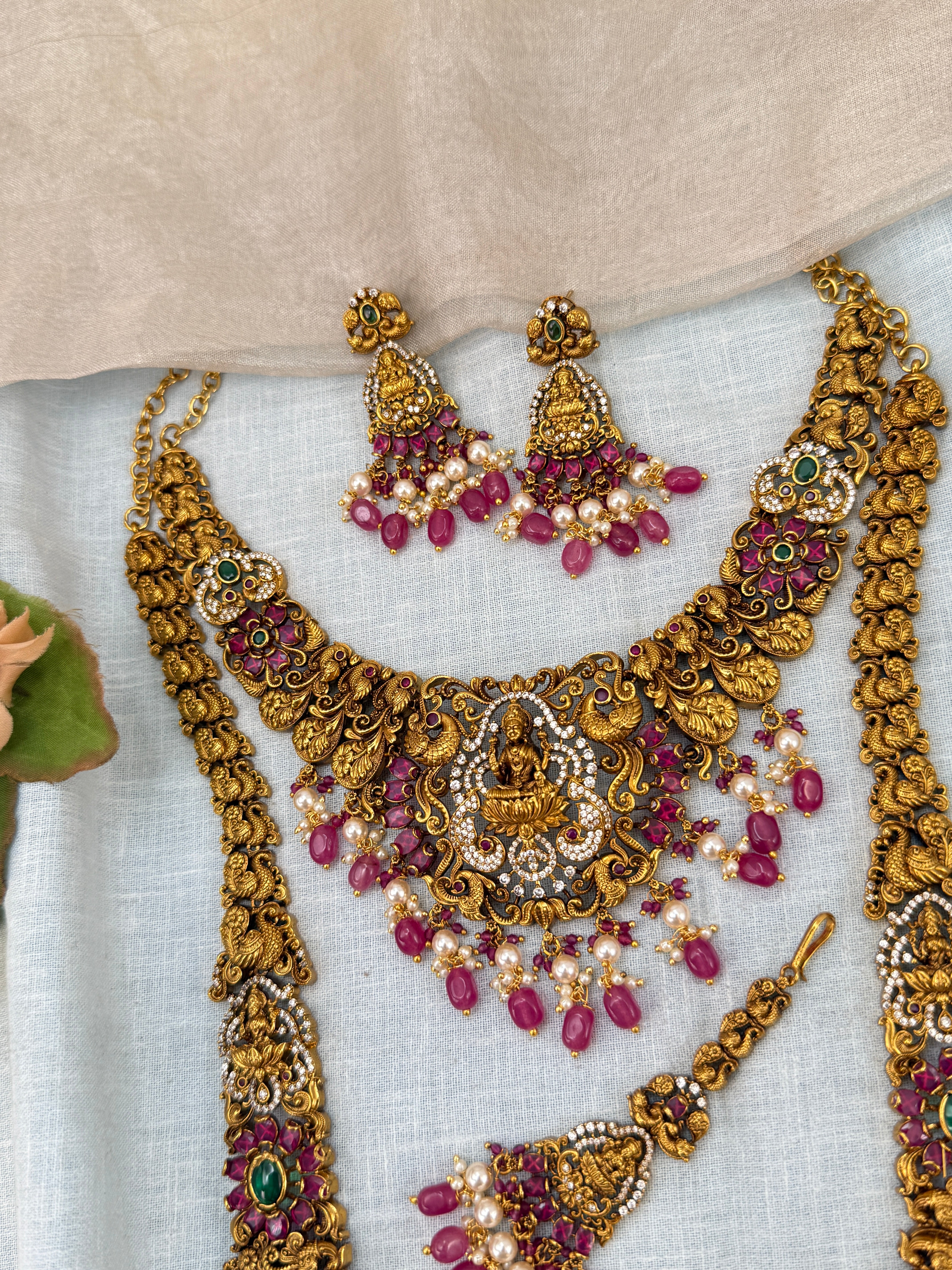 Royal Lakshmi Pendant Bridal Full Necklace Set 0914