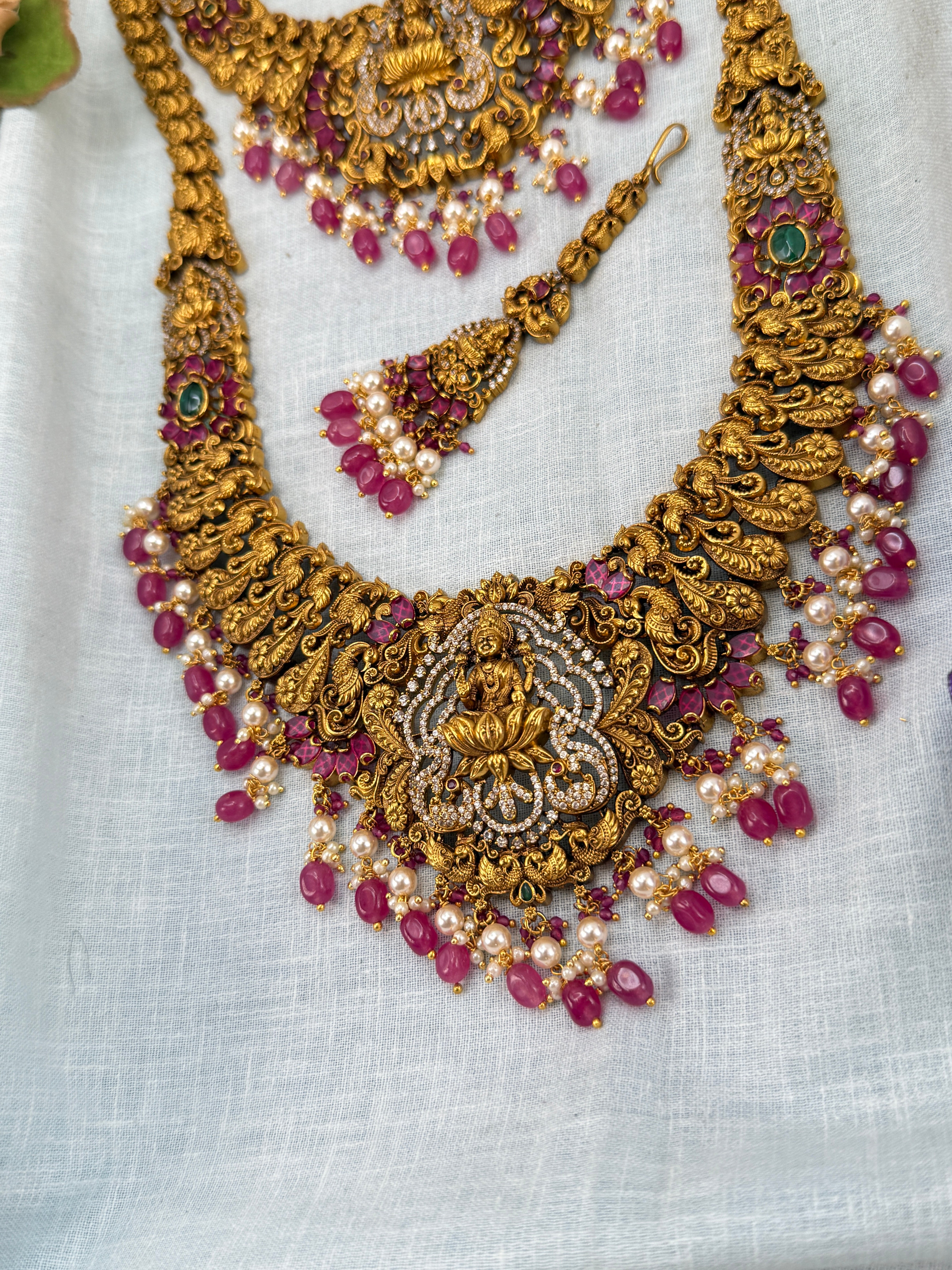 Royal Lakshmi Pendant Bridal Full Necklace Set 0914