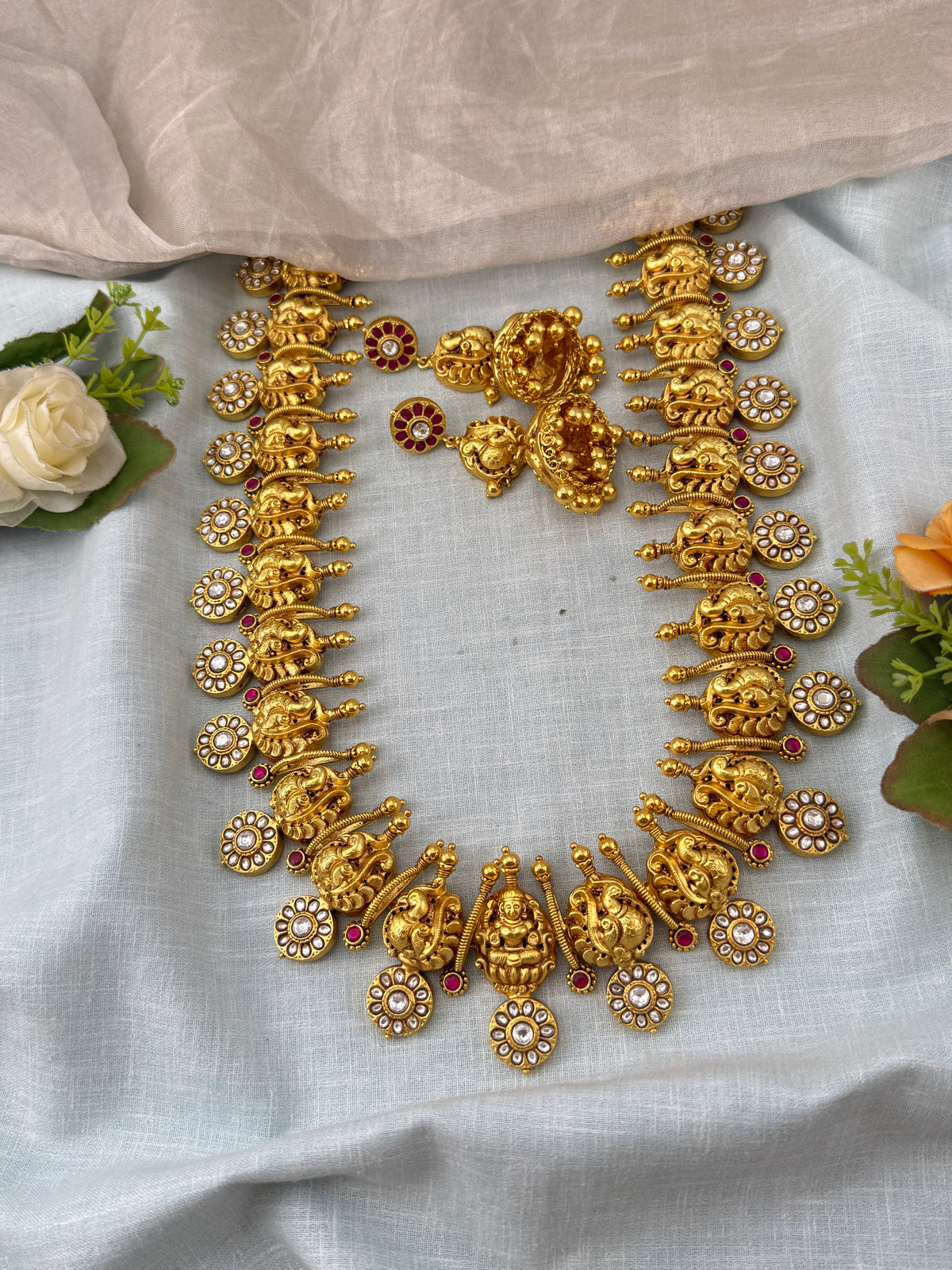 Jadau Kundan Bottumala Premium Long Necklace Set | N0410 A