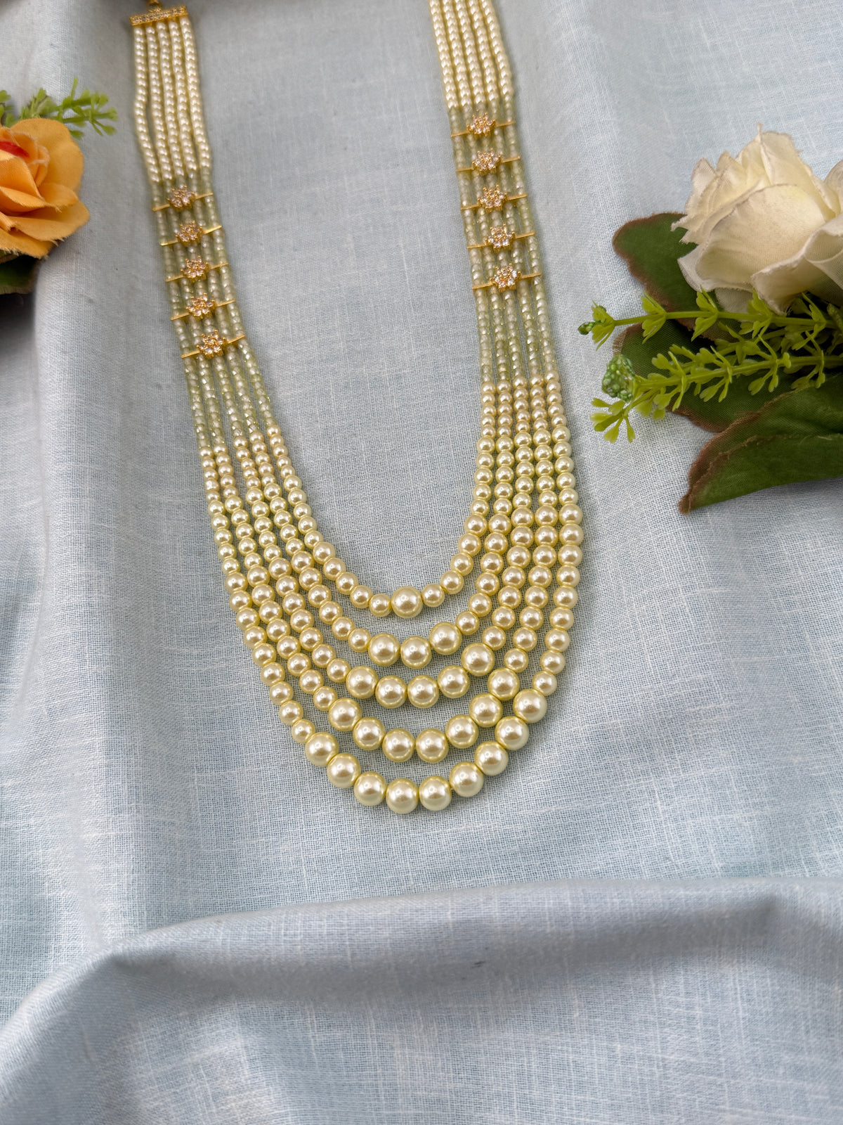 Antique Pearl Layers Long Necklace Set | N0445