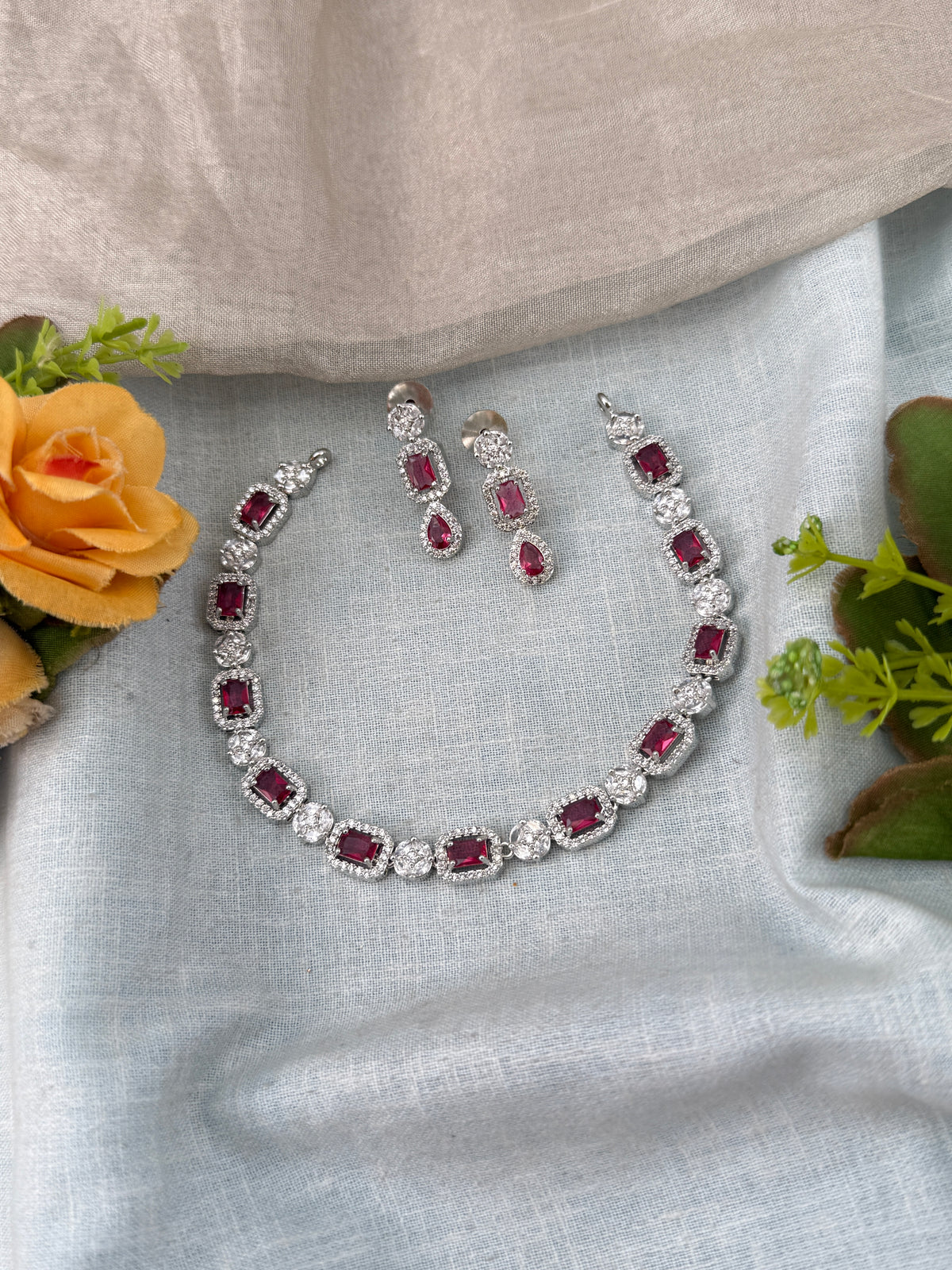 White Stone Necklace in Choker Short Designer Style | N0430 B
