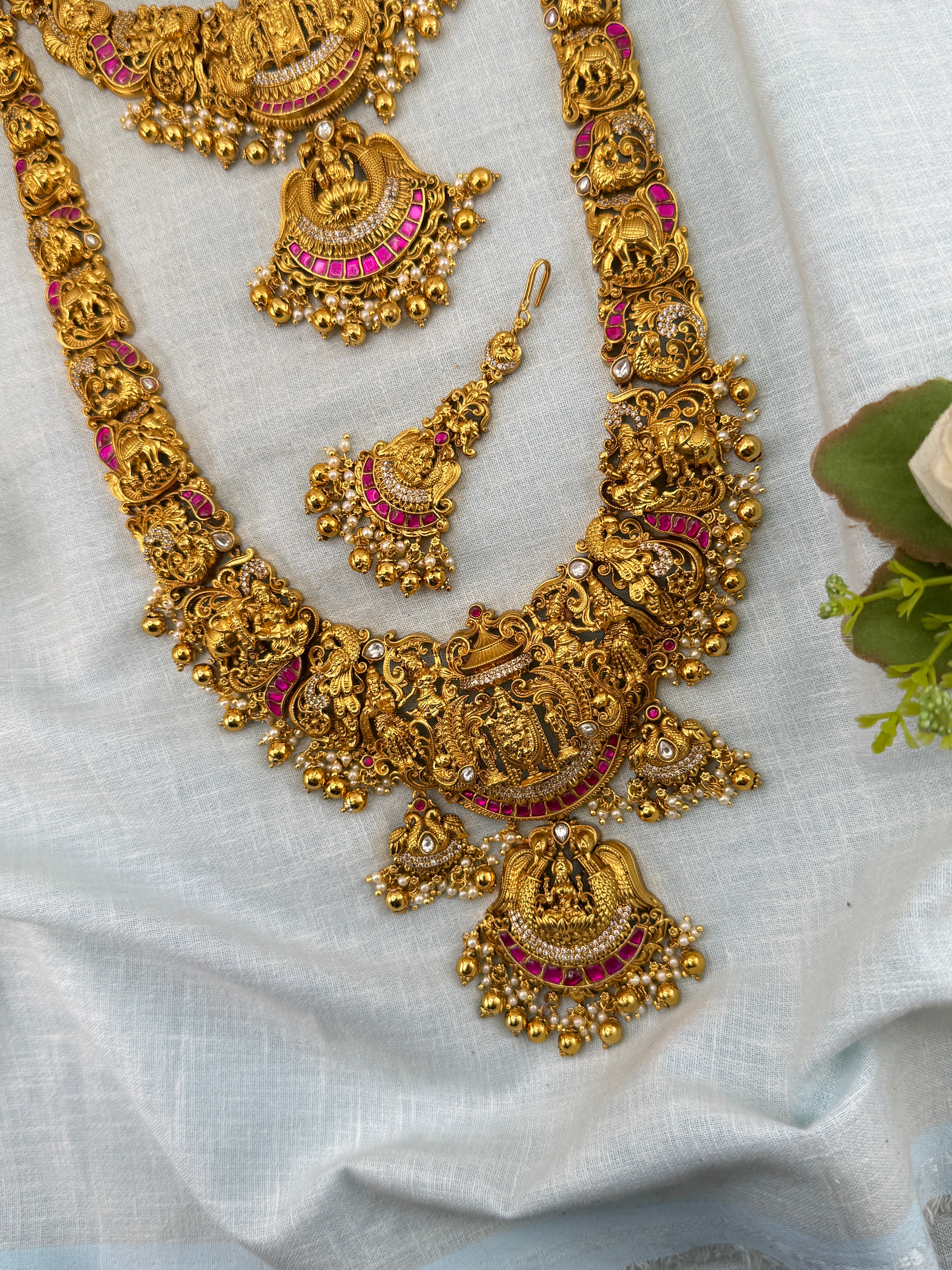 Antique Bridal Necklace Venkateshwara Lakshmi Kalyana Premium Full Set | N0448