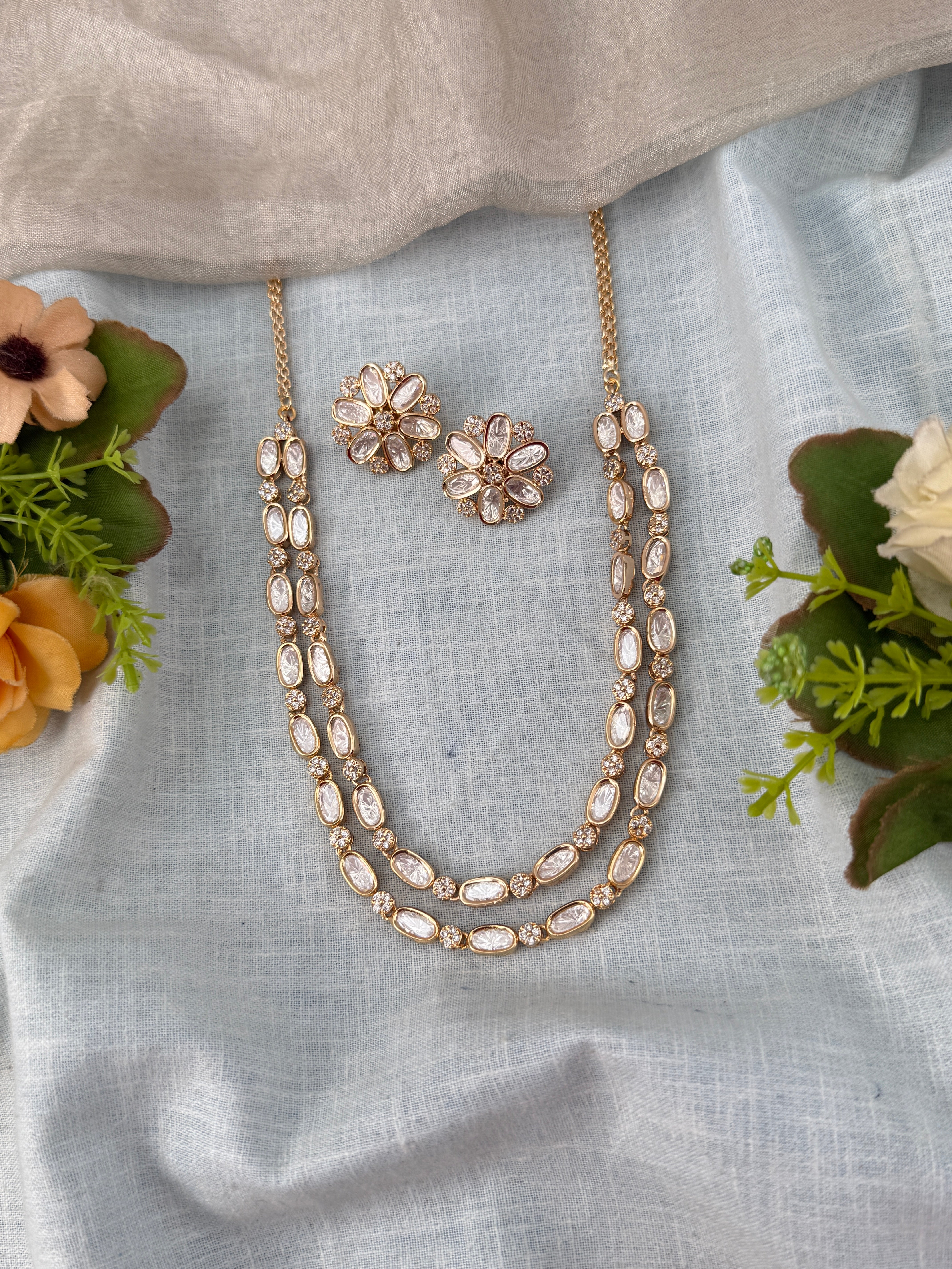 Kundan Necklace Layer Luxury Short Set | N0511