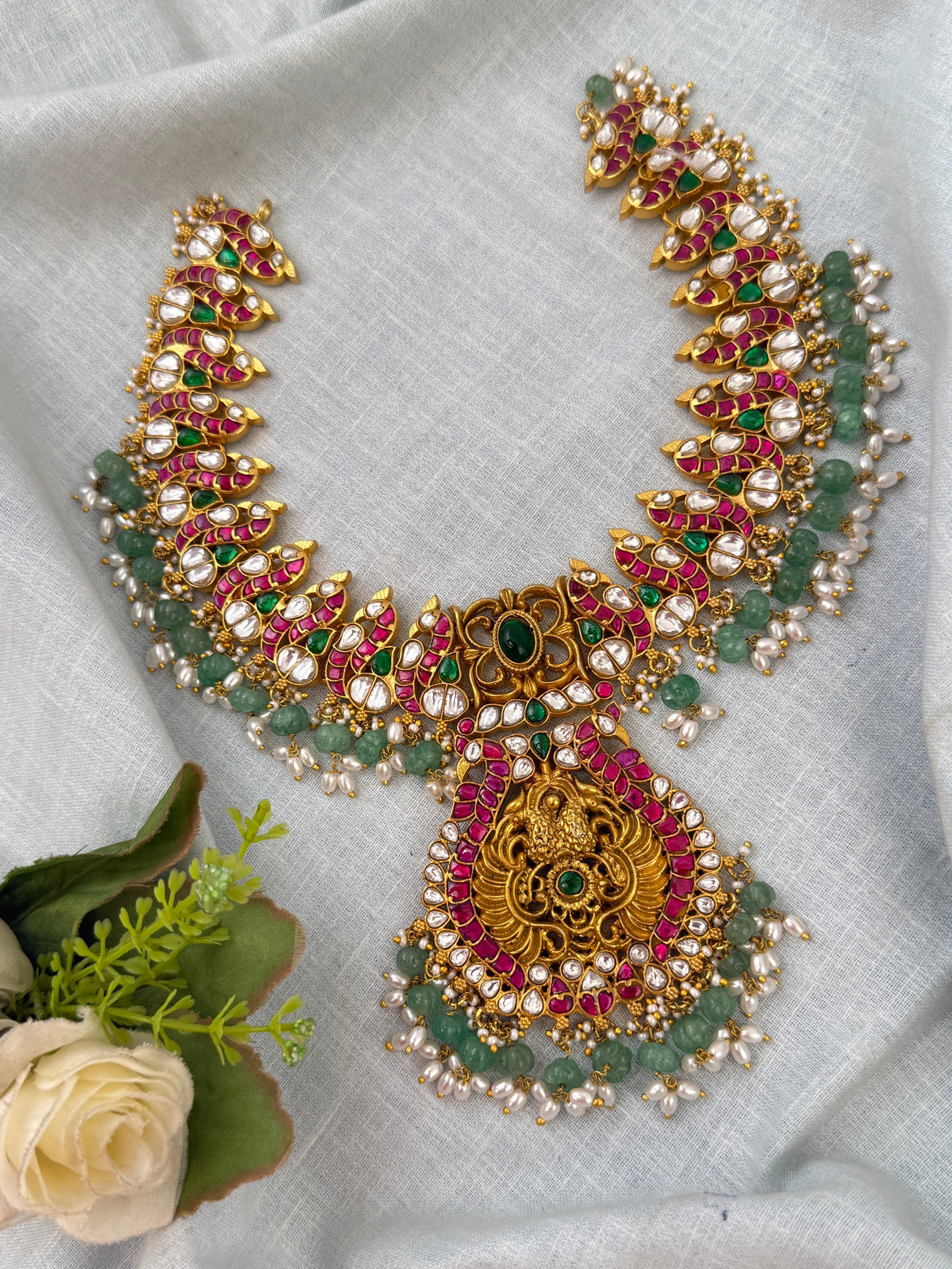 Jadau Kundan Royal Polki Short Necklace Set | N0554
