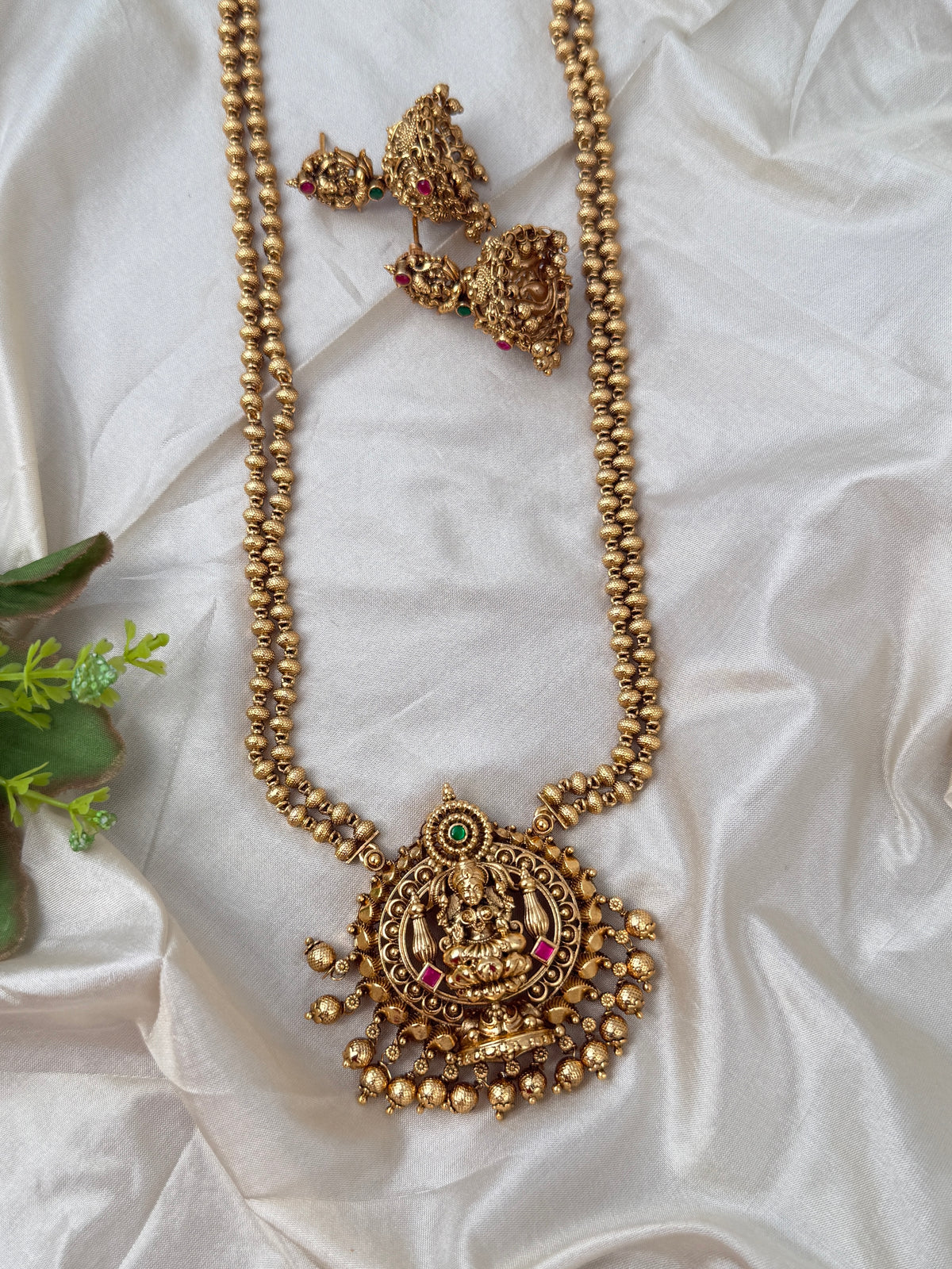 Antique Designer Lakshmi Pendant Long Necklace Set | N0565