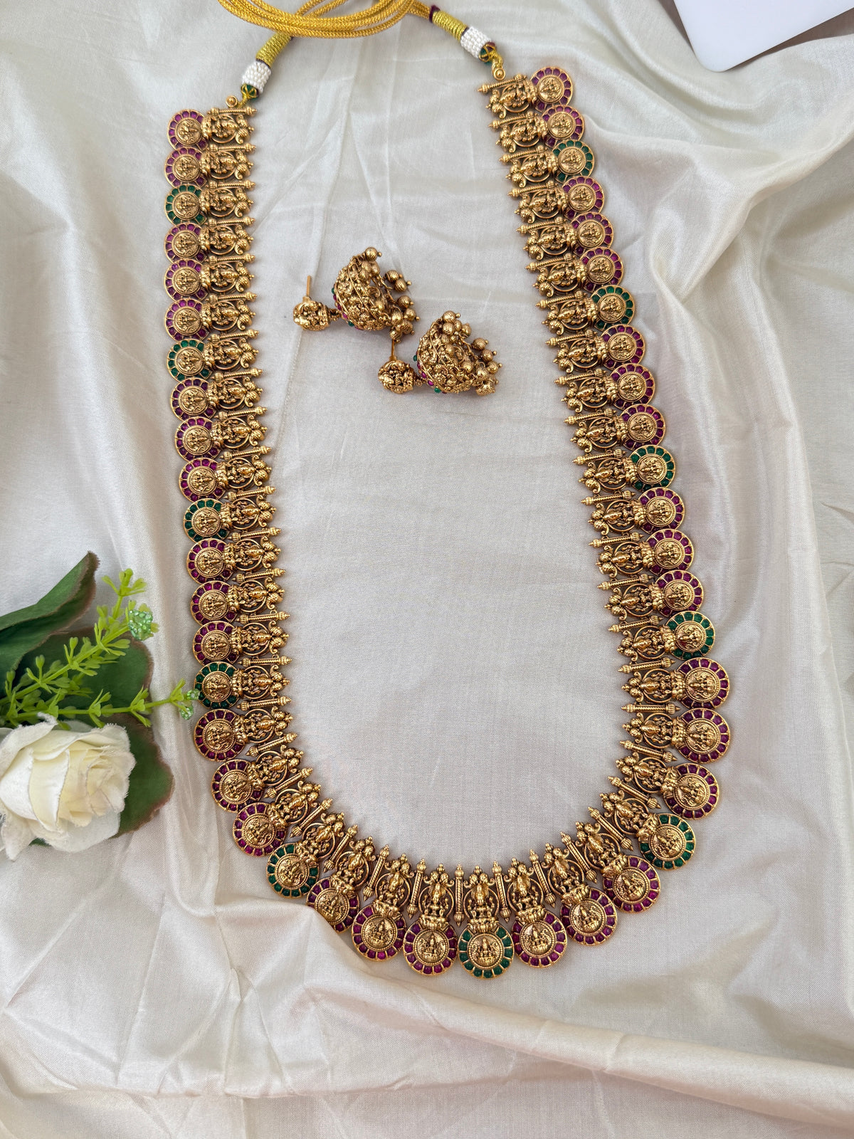 Antique Grand Lakshmi Kasu Long Necklace Set | N0572