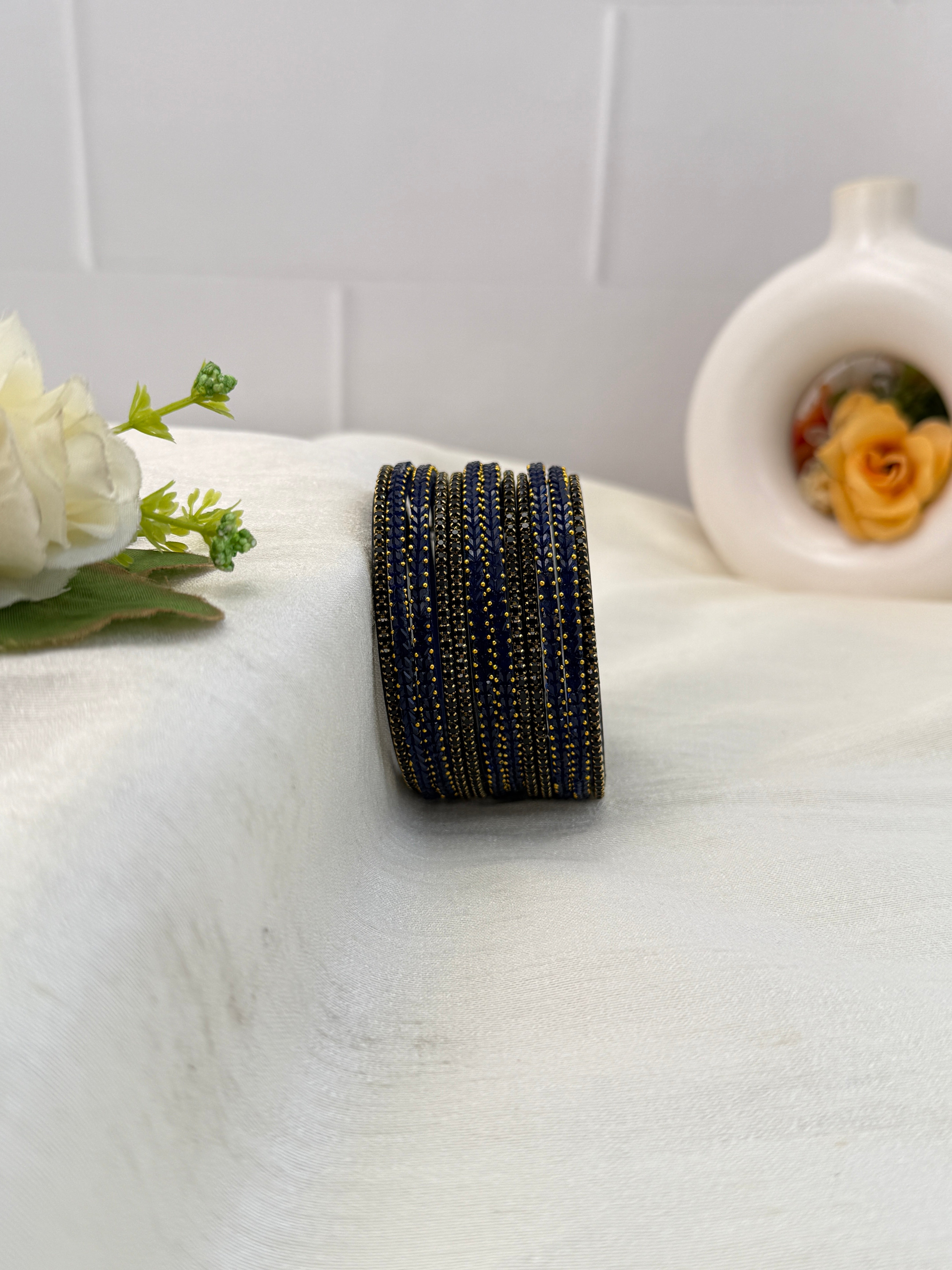 Luxurious Matching Glass Bangle Set Brick Design 20 Colors - 5245