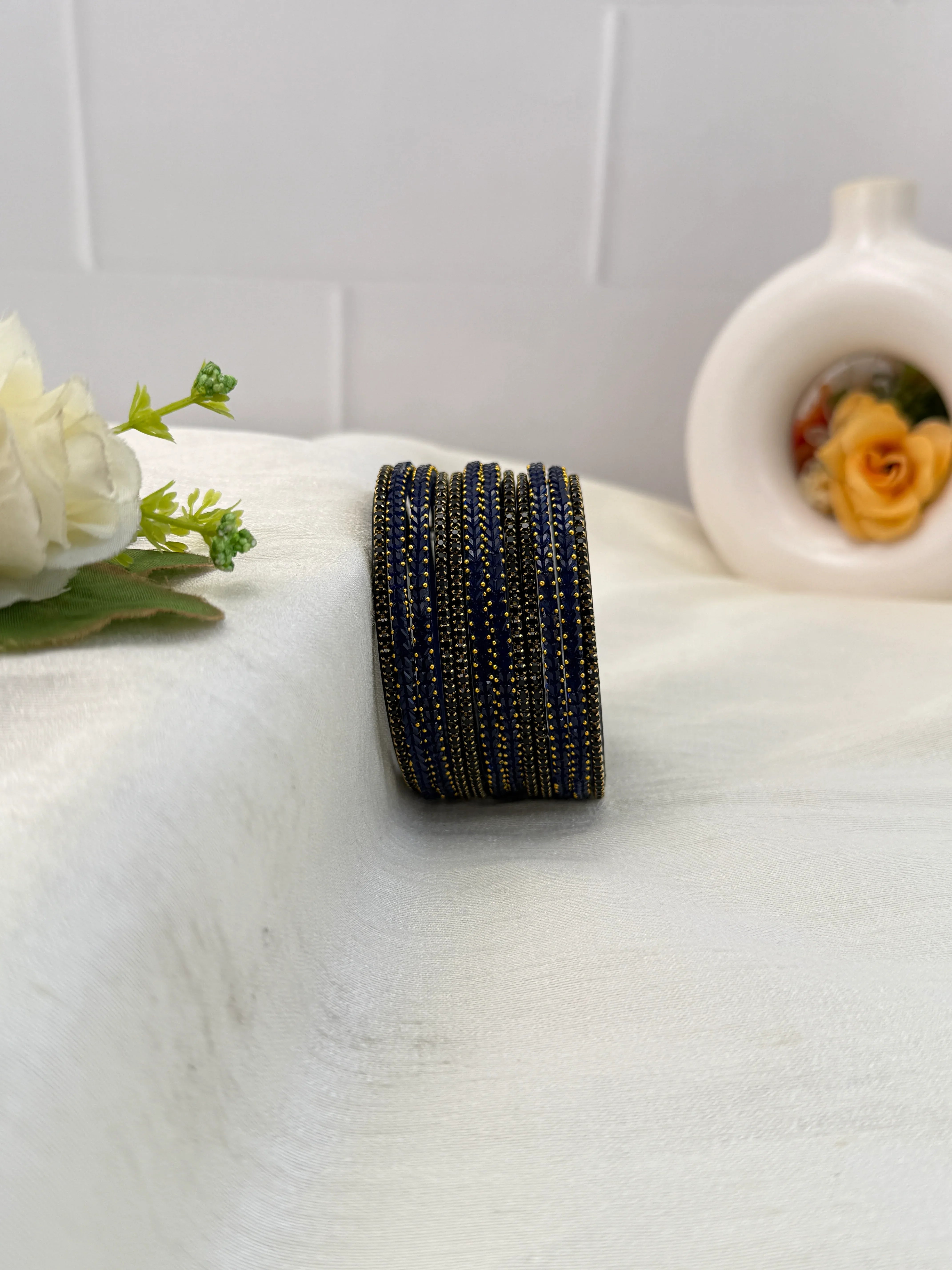 Luxurious Matching Glass Bangle Set Brick Design 20 Colors - 5245