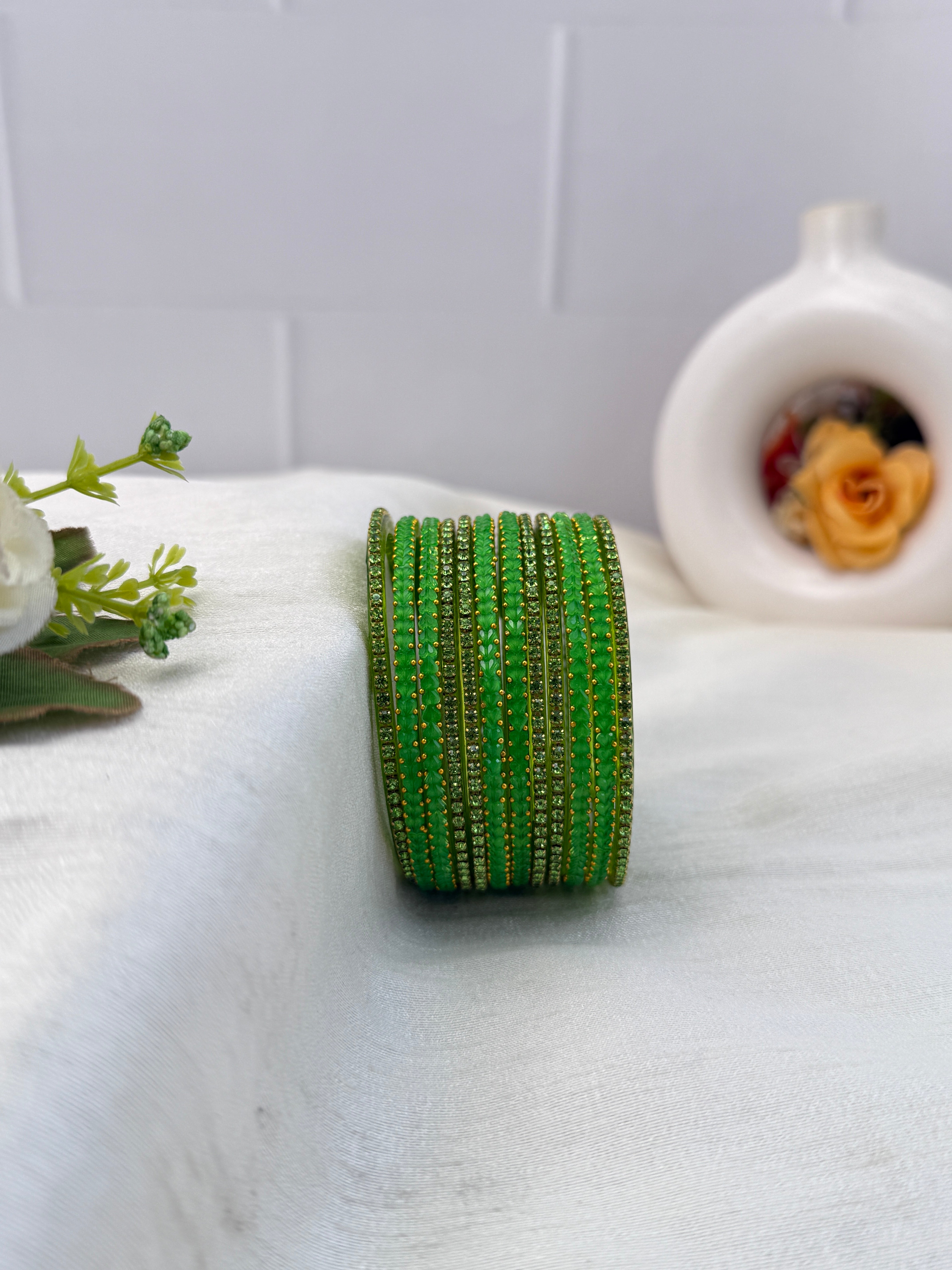 Luxurious Matching Glass Bangle Set Brick Design 20 Colors - 5245