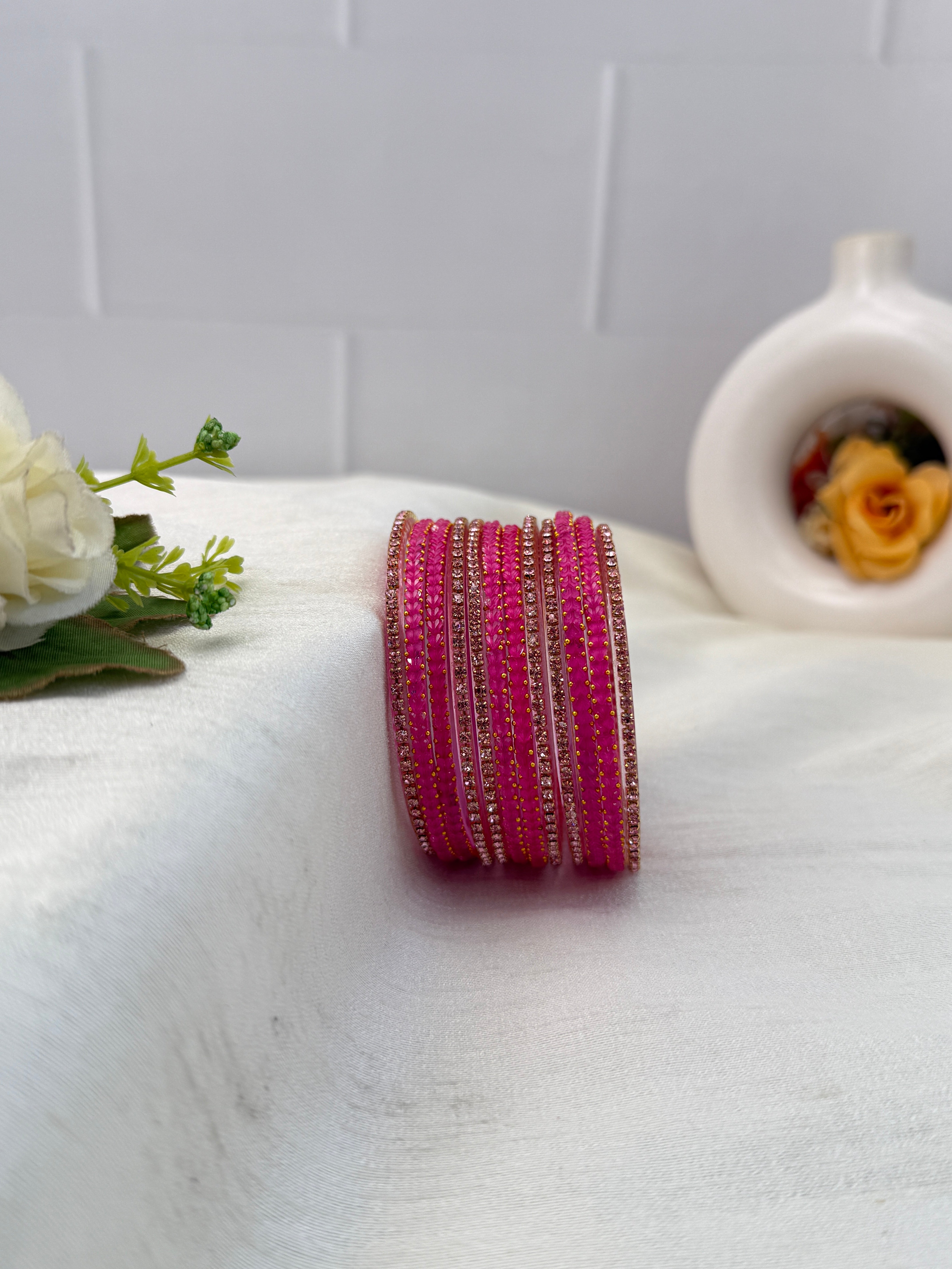 Luxurious Matching Glass Bangle Set Brick Design 20 Colors - 5245