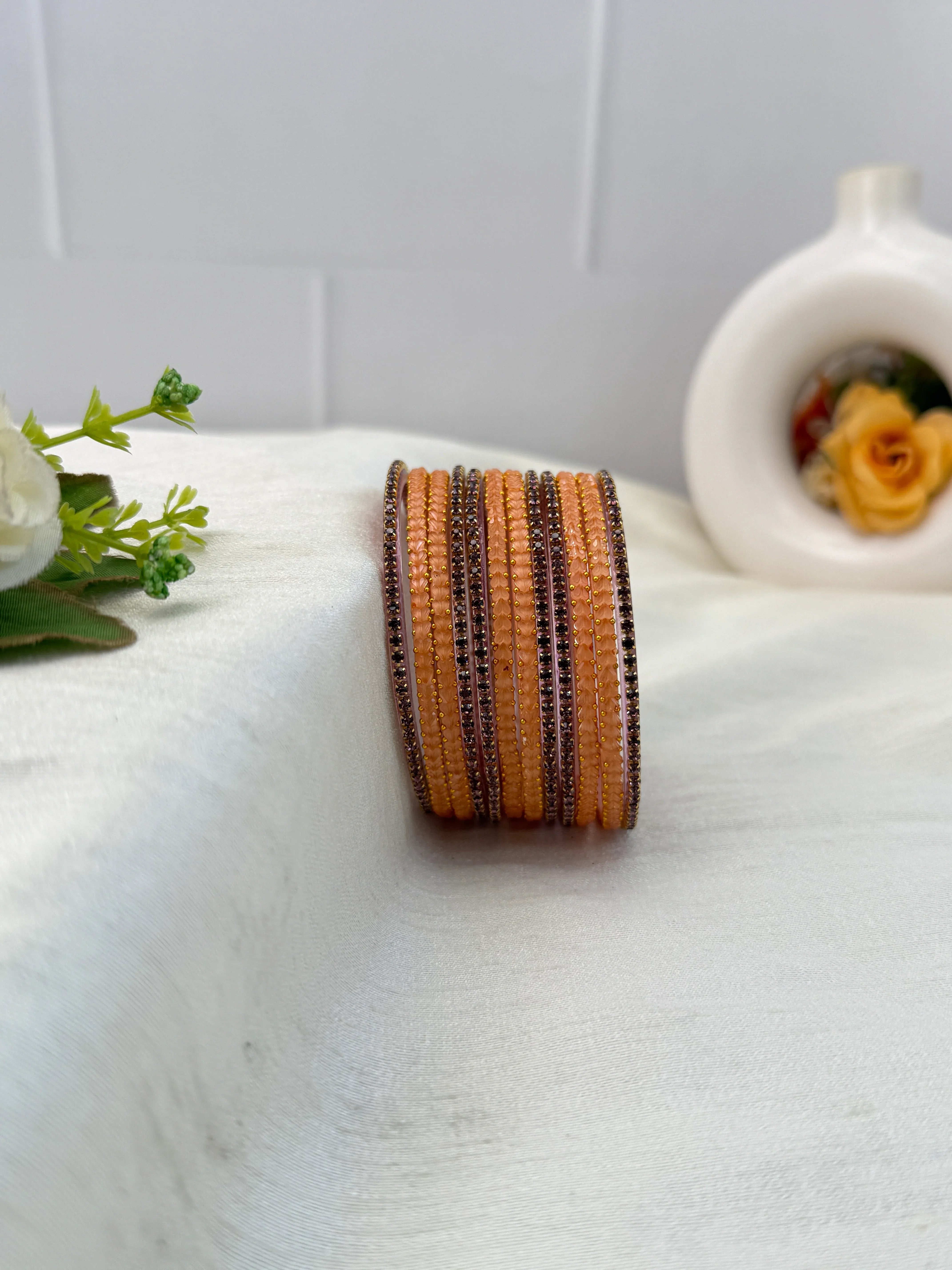 Luxurious Matching Glass Bangle Set Brick Design 20 Colors - 5245