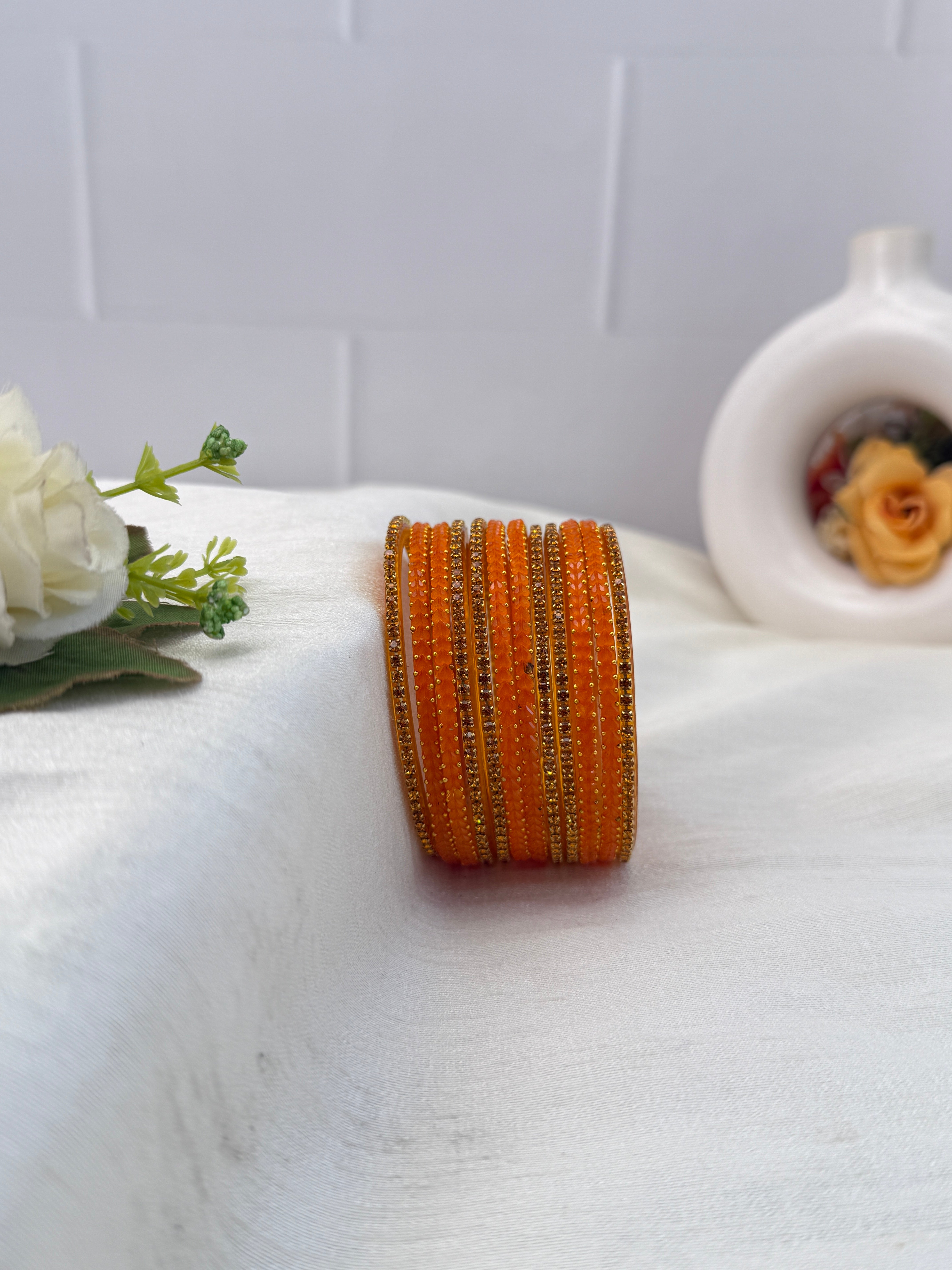 Luxurious Matching Glass Bangle Set Brick Design 20 Colors - 5245