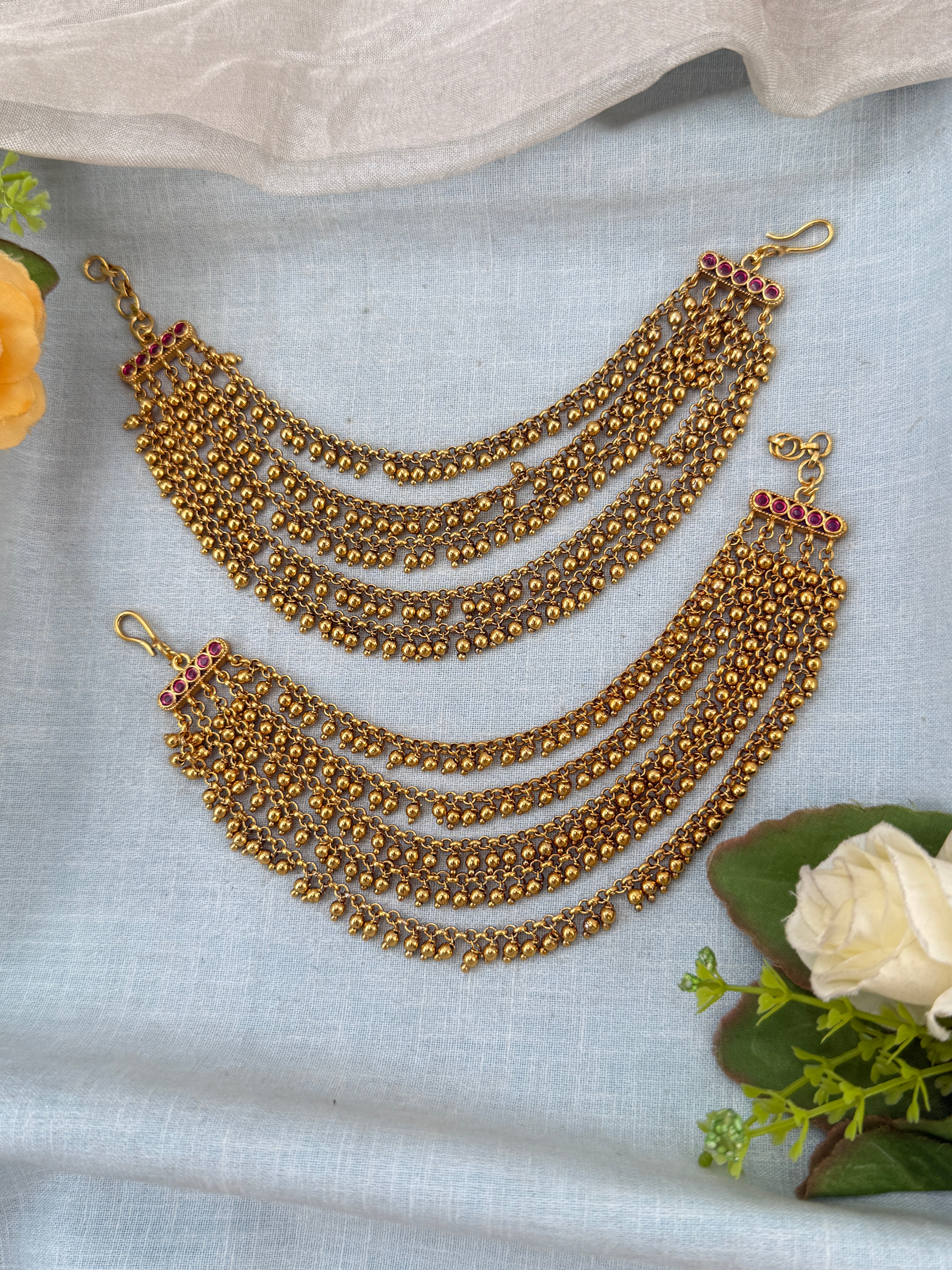 bridal ear chain, maatal ear chain, wedding ear chain, ear chain for jhumka