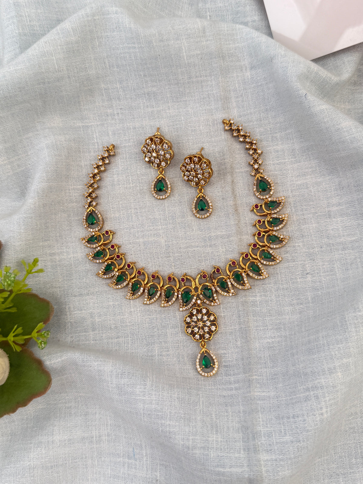 Gold Peacock Necklace Elegant Short Set| N0610