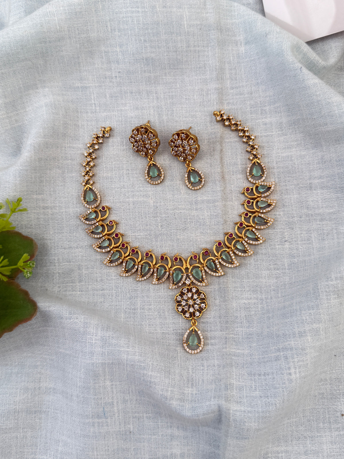 Gold Peacock Necklace Elegant Short Set| N0607