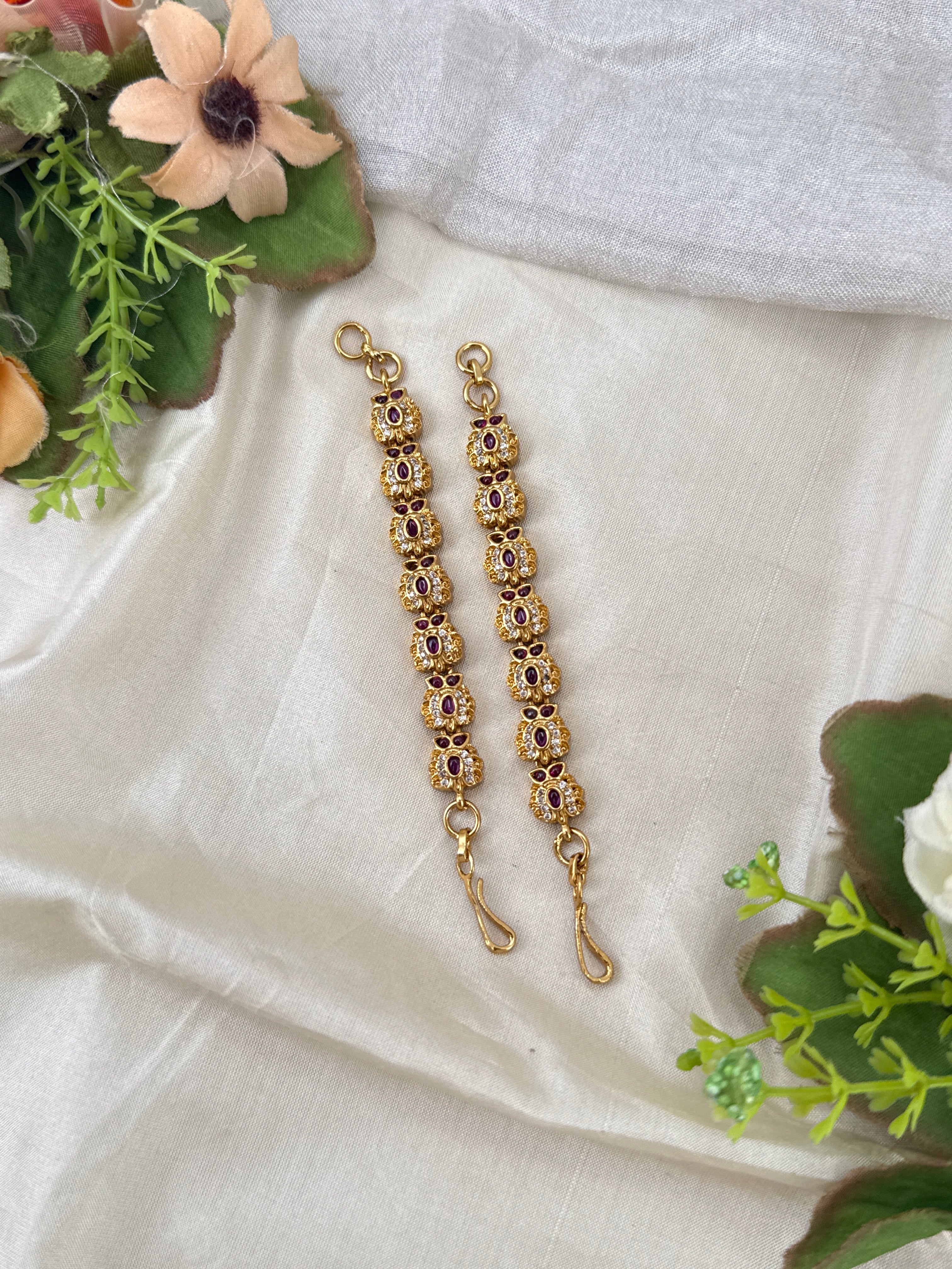 bridal ear chain, maatal ear chain, wedding ear chain, ear chain for jhumka