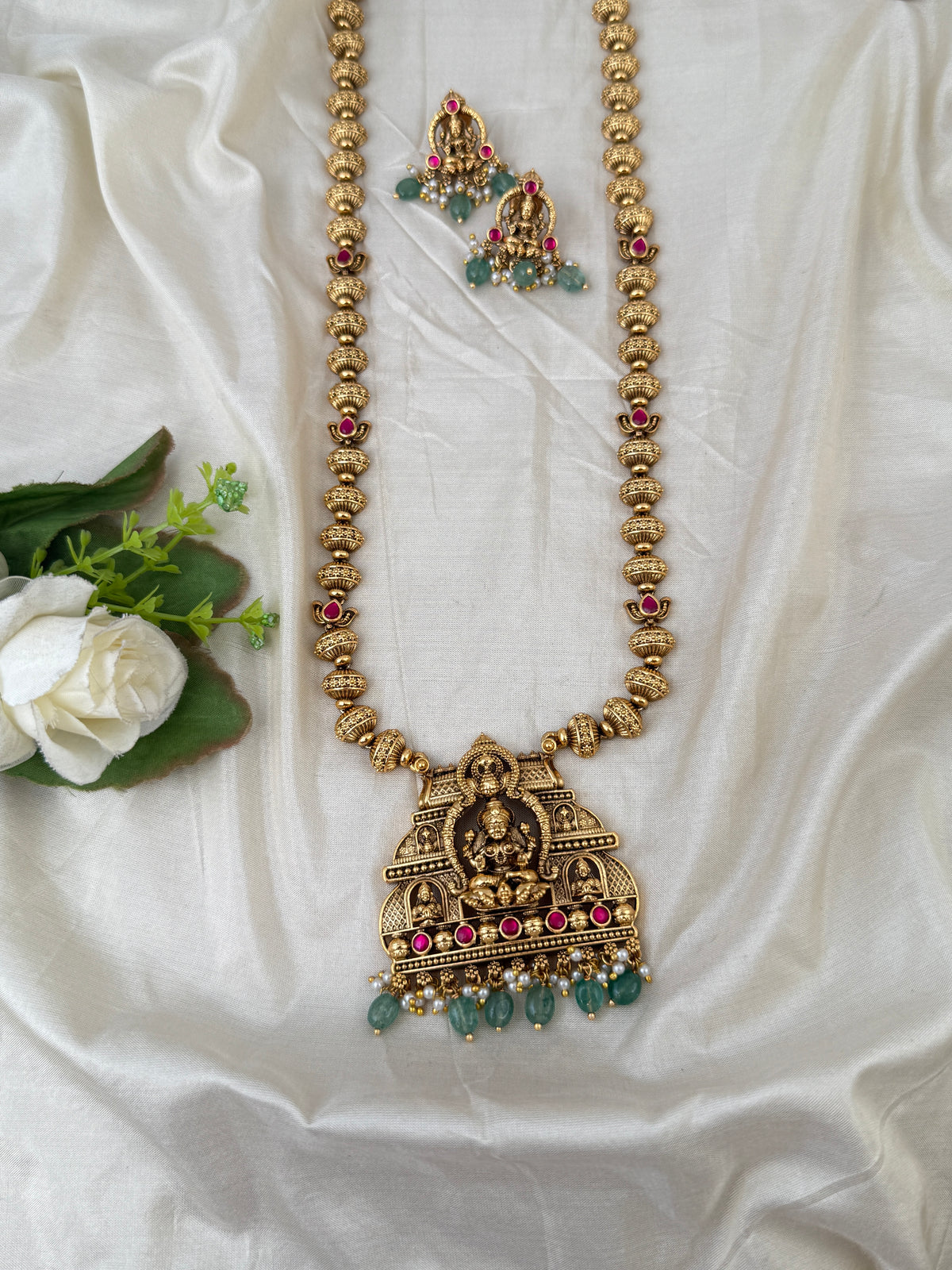 Antique Designer Necklace Lakshmi Pendant Long Necklace Set | N0614