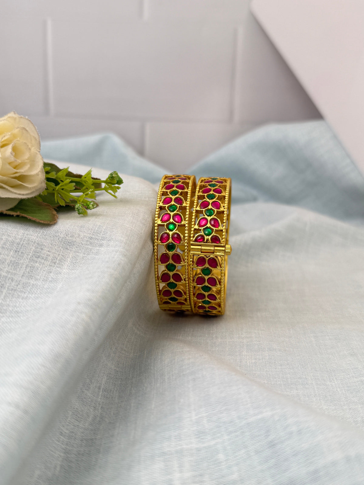 Antique temple style bridal bangles for women by Mahila