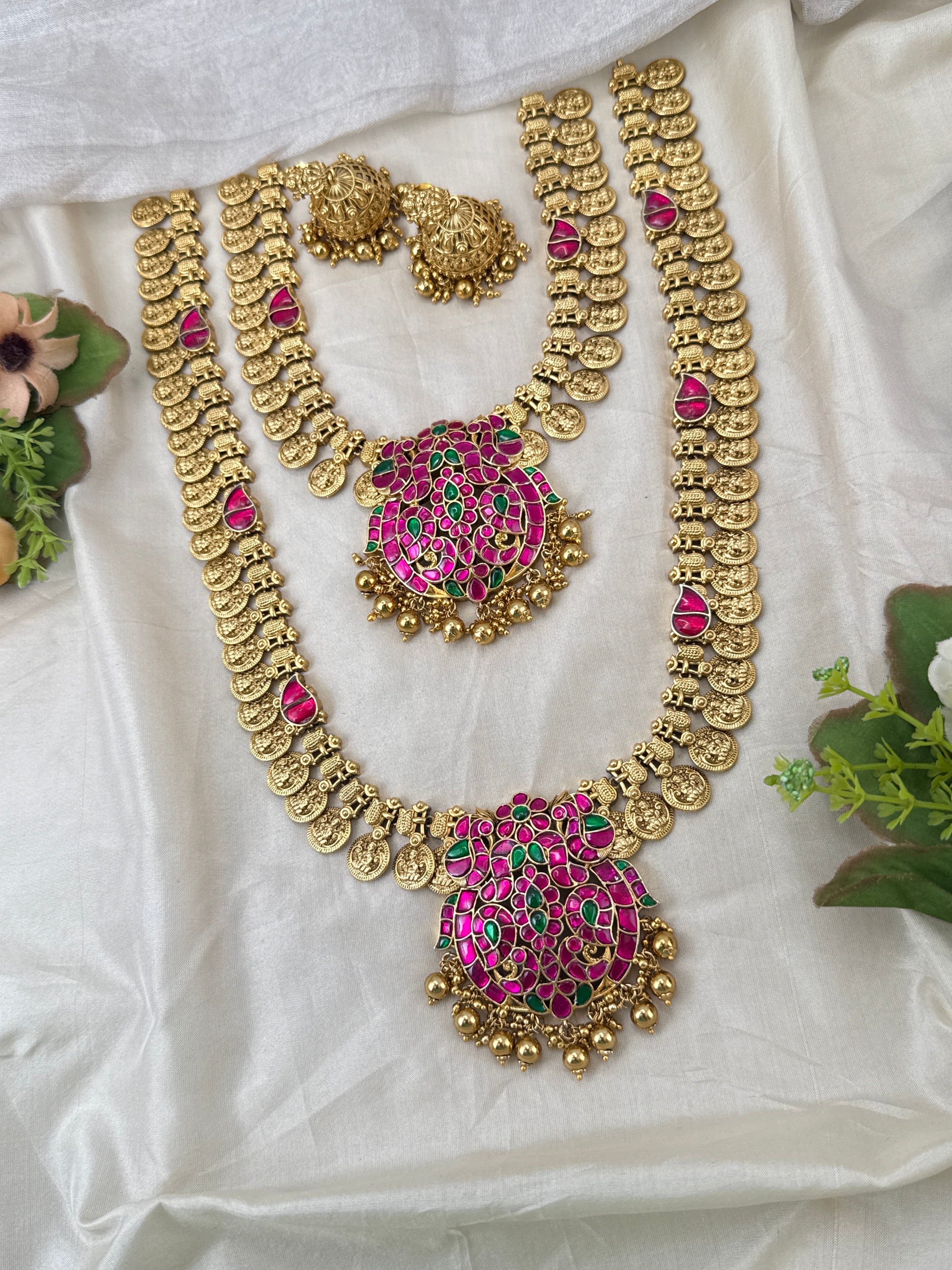 Jadau kundan necklace set, bridal necklace set, grand necklace set