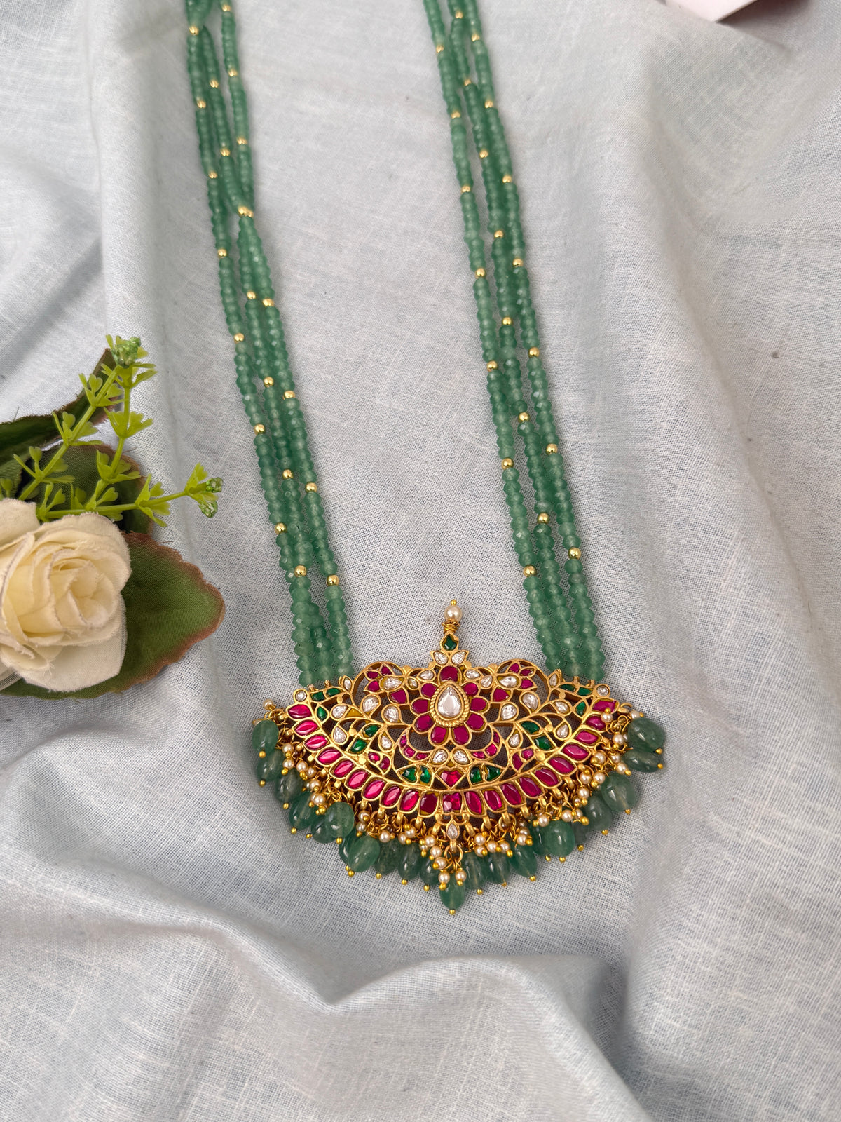 Pearl Layered Necklace Jadau Kundan Premium | N0665