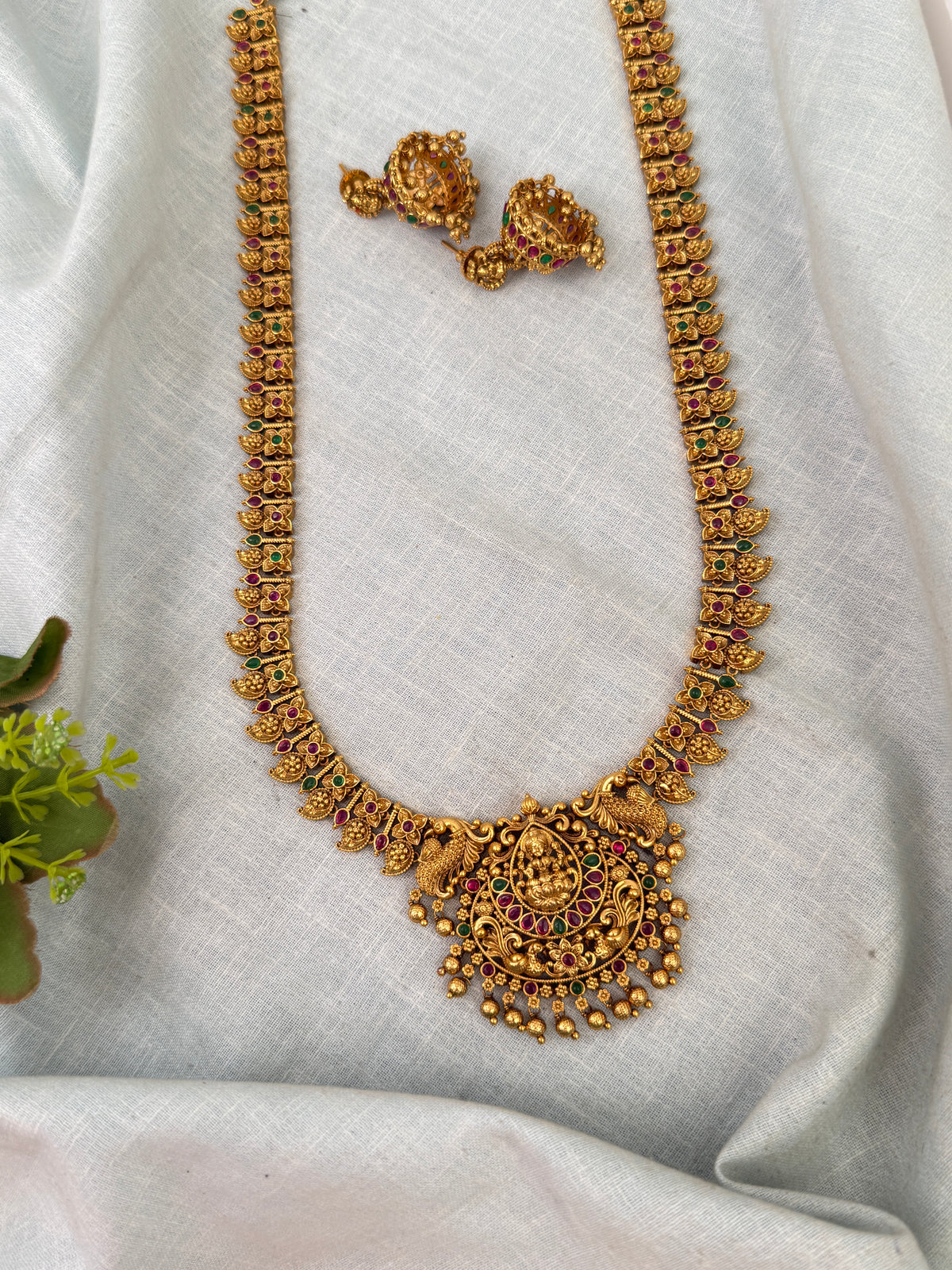 Antique Grand Necklace Lakshmi Pendant Long Set| N0669
