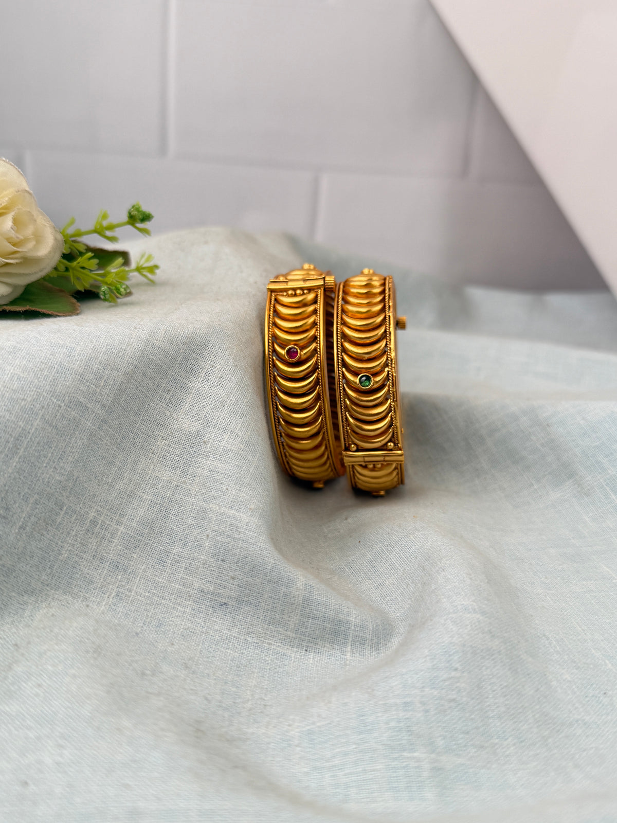 Antique temple style bridal bangles for women by Mahila