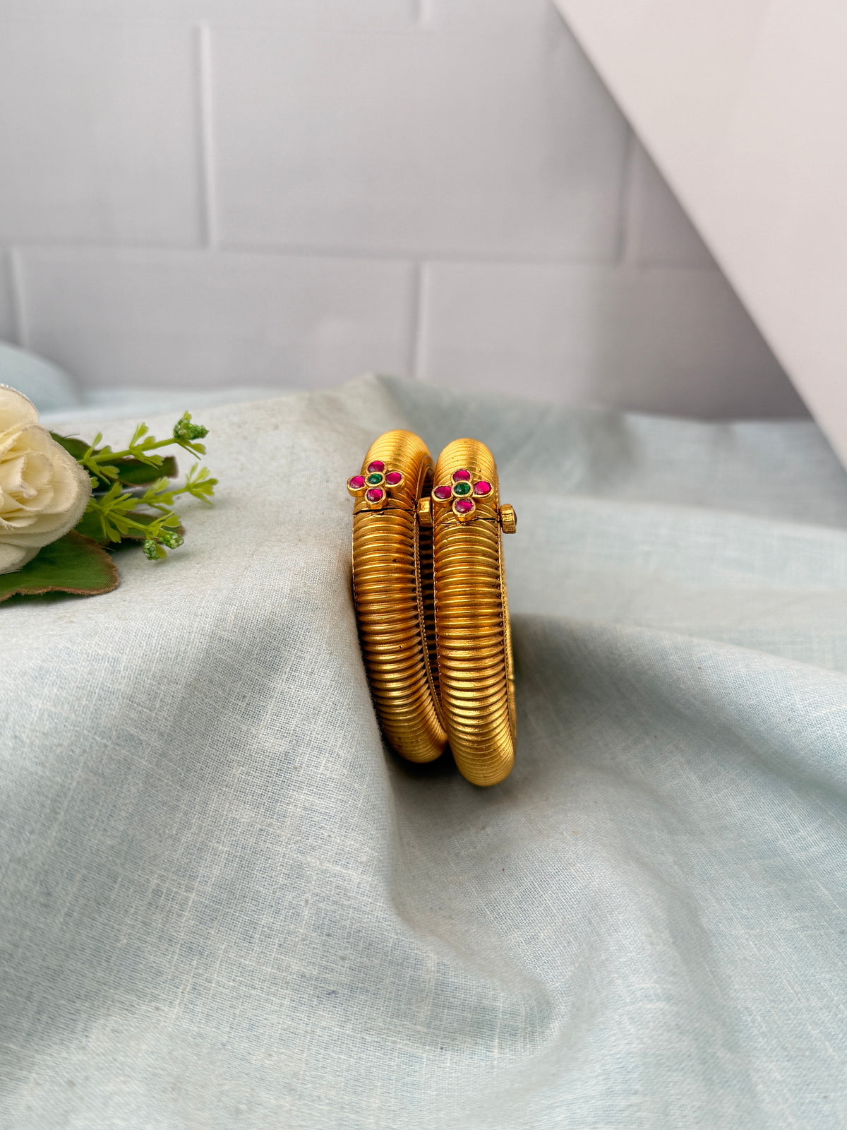 Antique temple style bridal bangles for women by Mahila