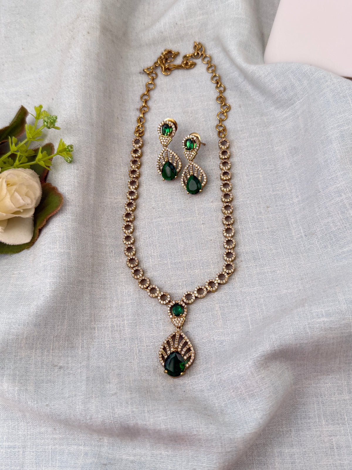 Victorian Stone Necklace Short Designer Set| N0690