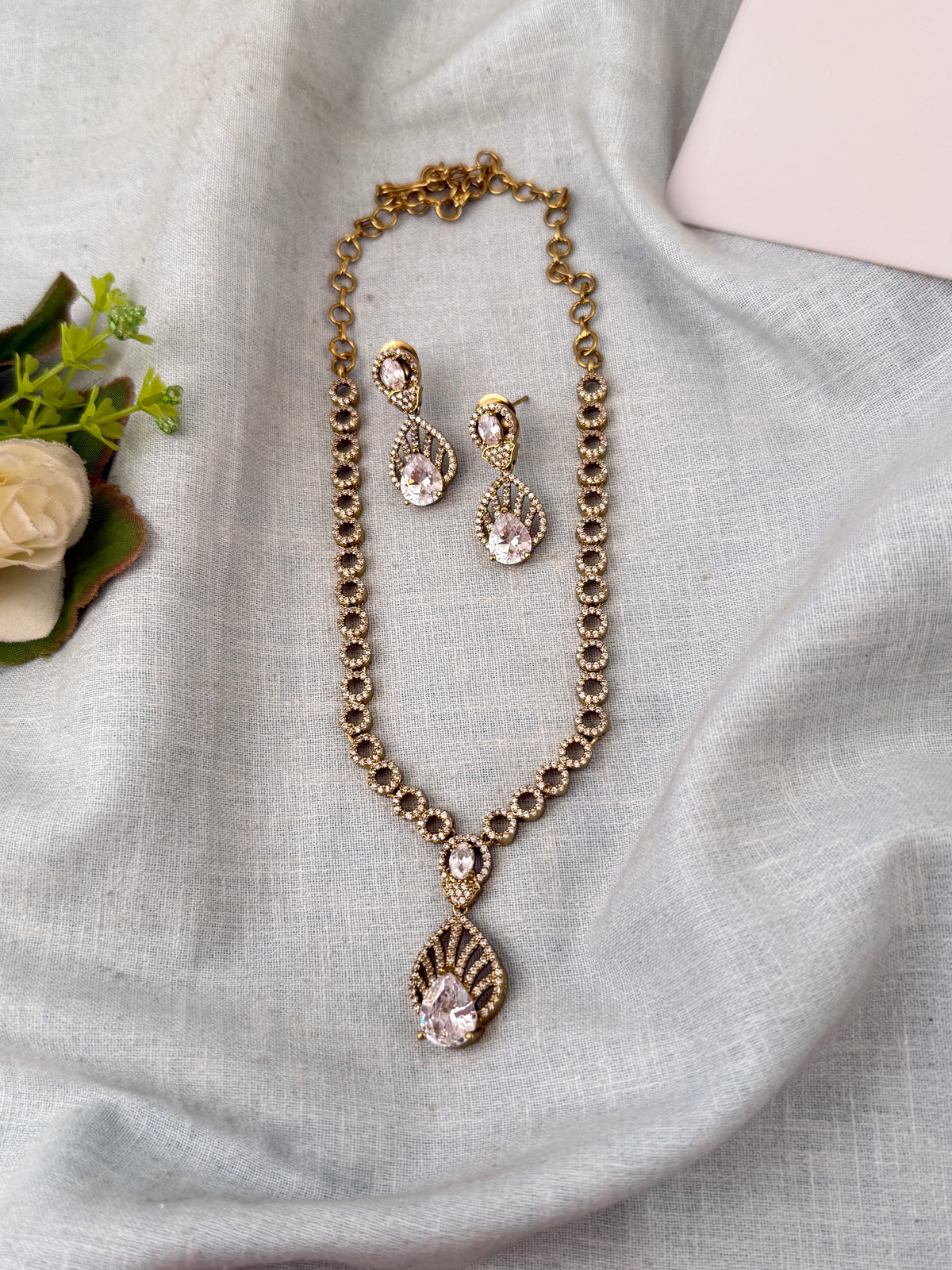 Victorian Stone Necklace Short Designer Set| N0688