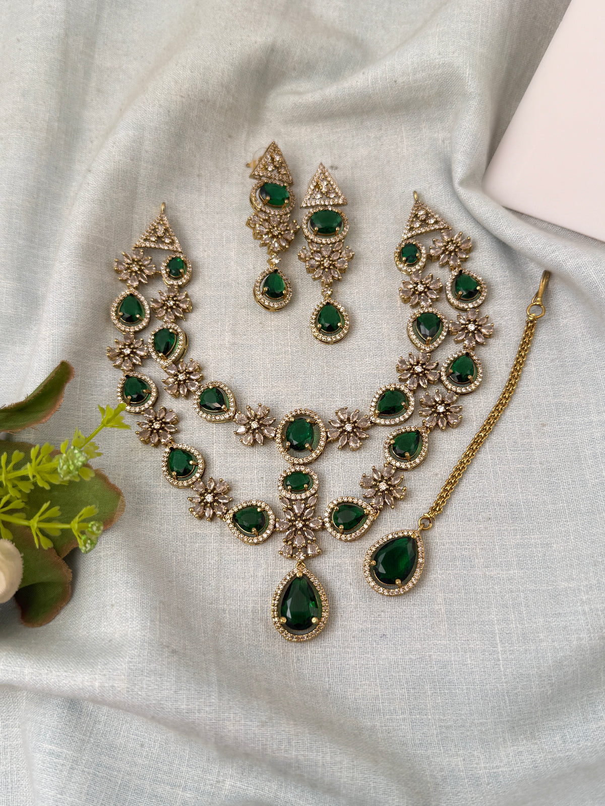Victorian Stone Layered Necklace Short Set| N0738