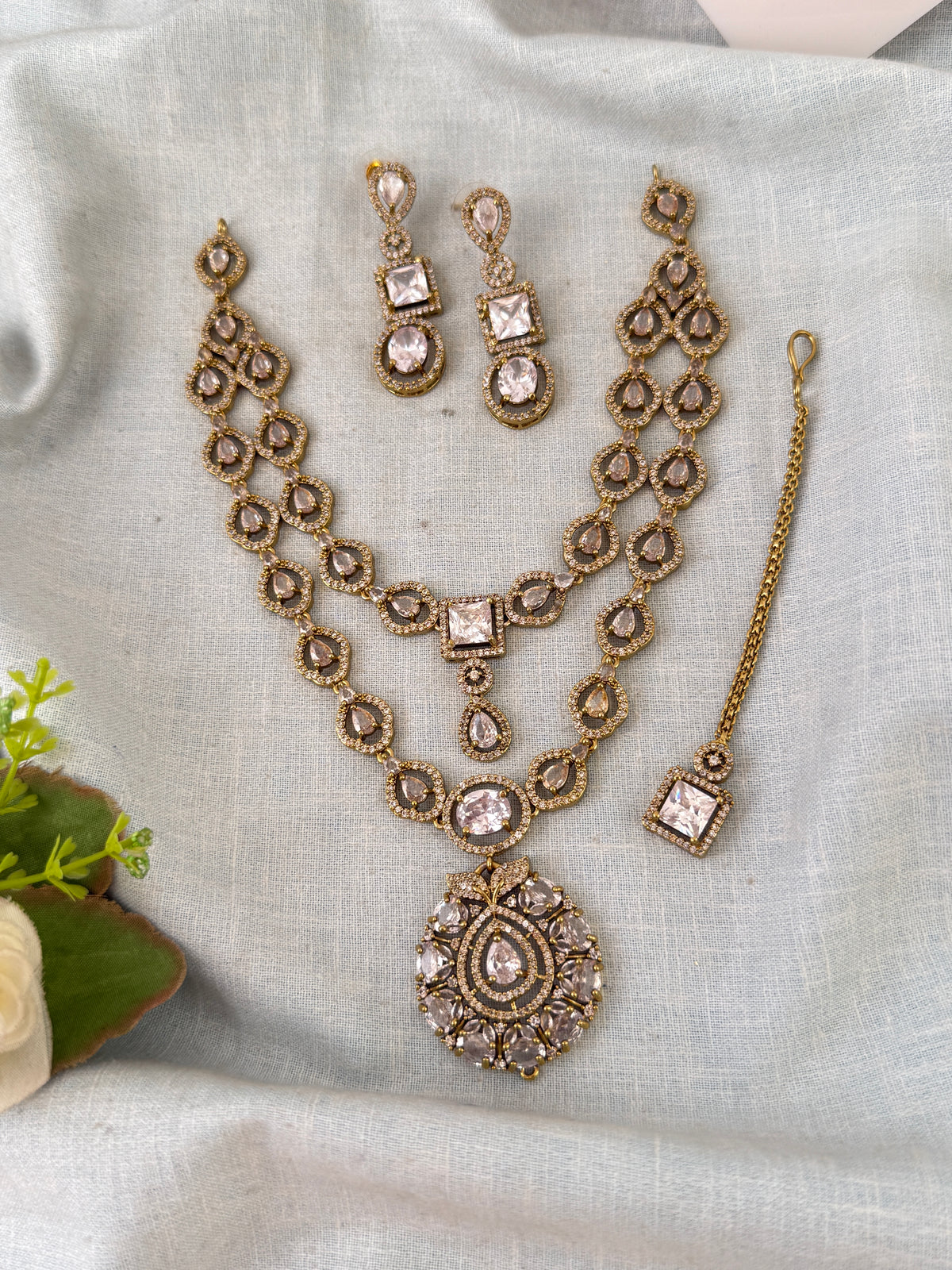 Victorian Stone Layered Necklace Short Set| N0743