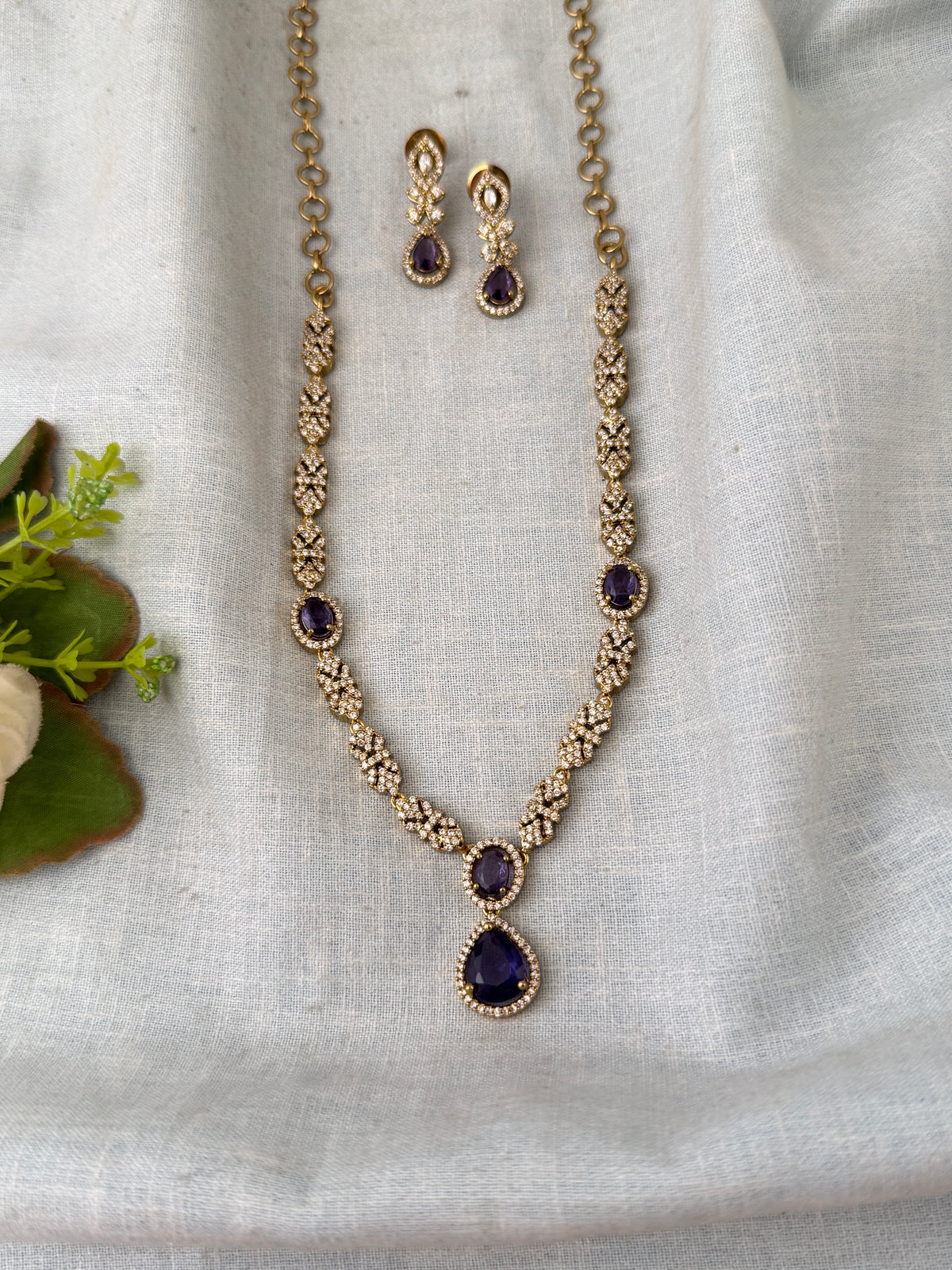 Victorian Stone Layered Necklace Short Set| N0695