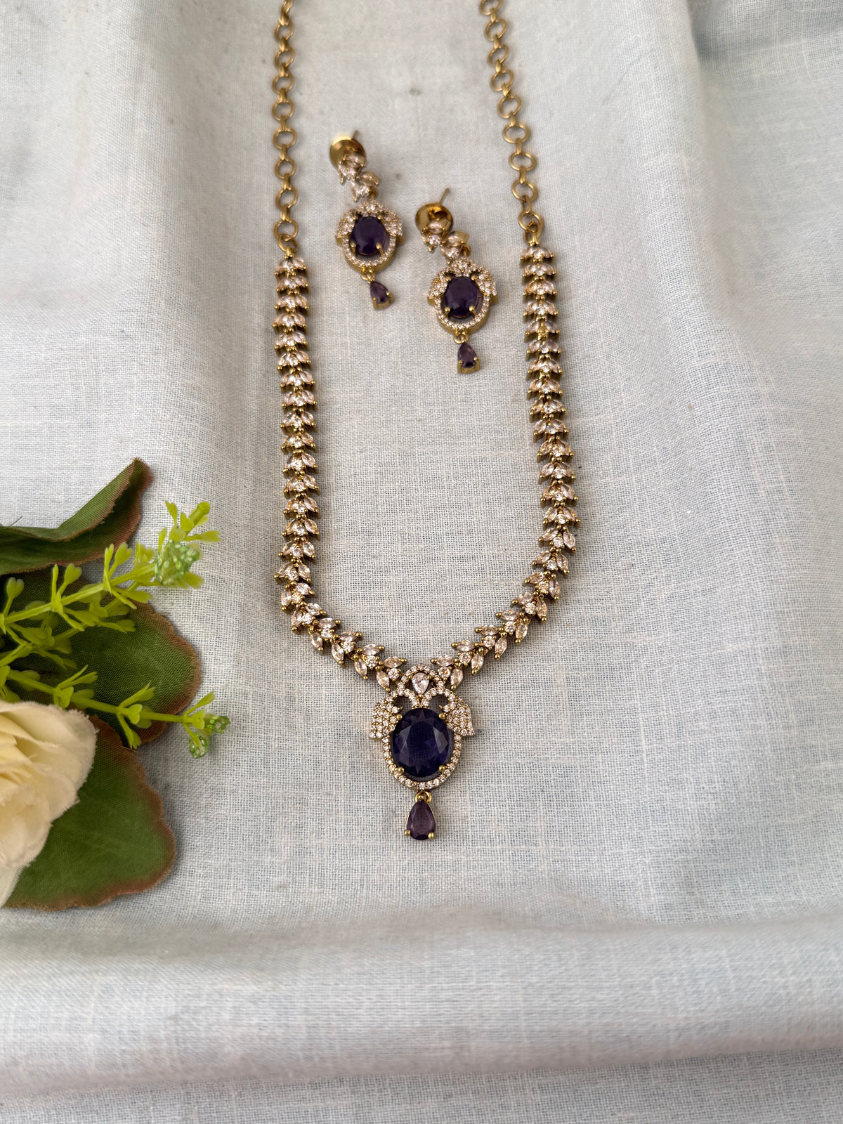 Victorian Stone Necklace Short Set| N0716
