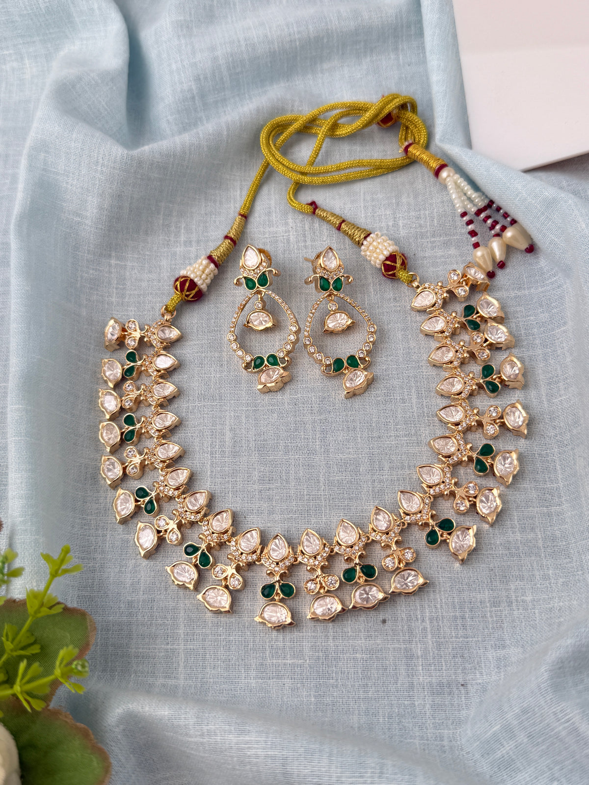 Kundan Layered Necklace Premium Short Set | N0815