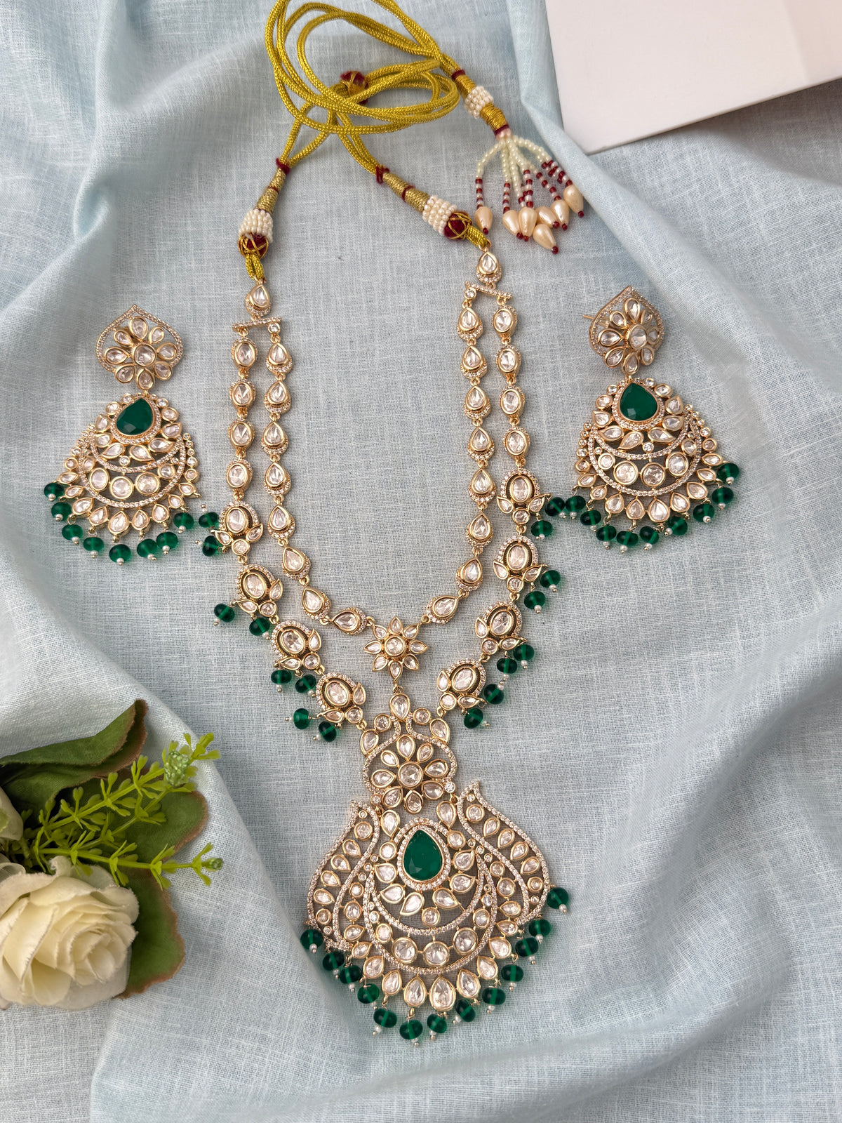 Kundan Layered Necklace Luxury Long Set | N0829