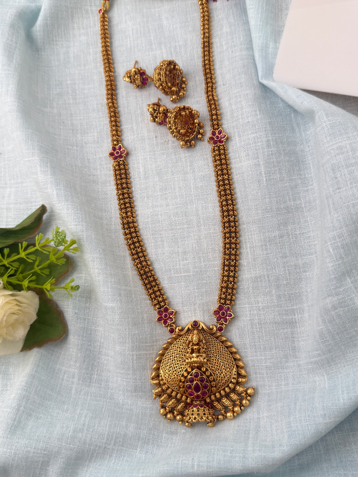 Antique Designer Necklace Lakshmi Pendant Royal Long Set| N0843
