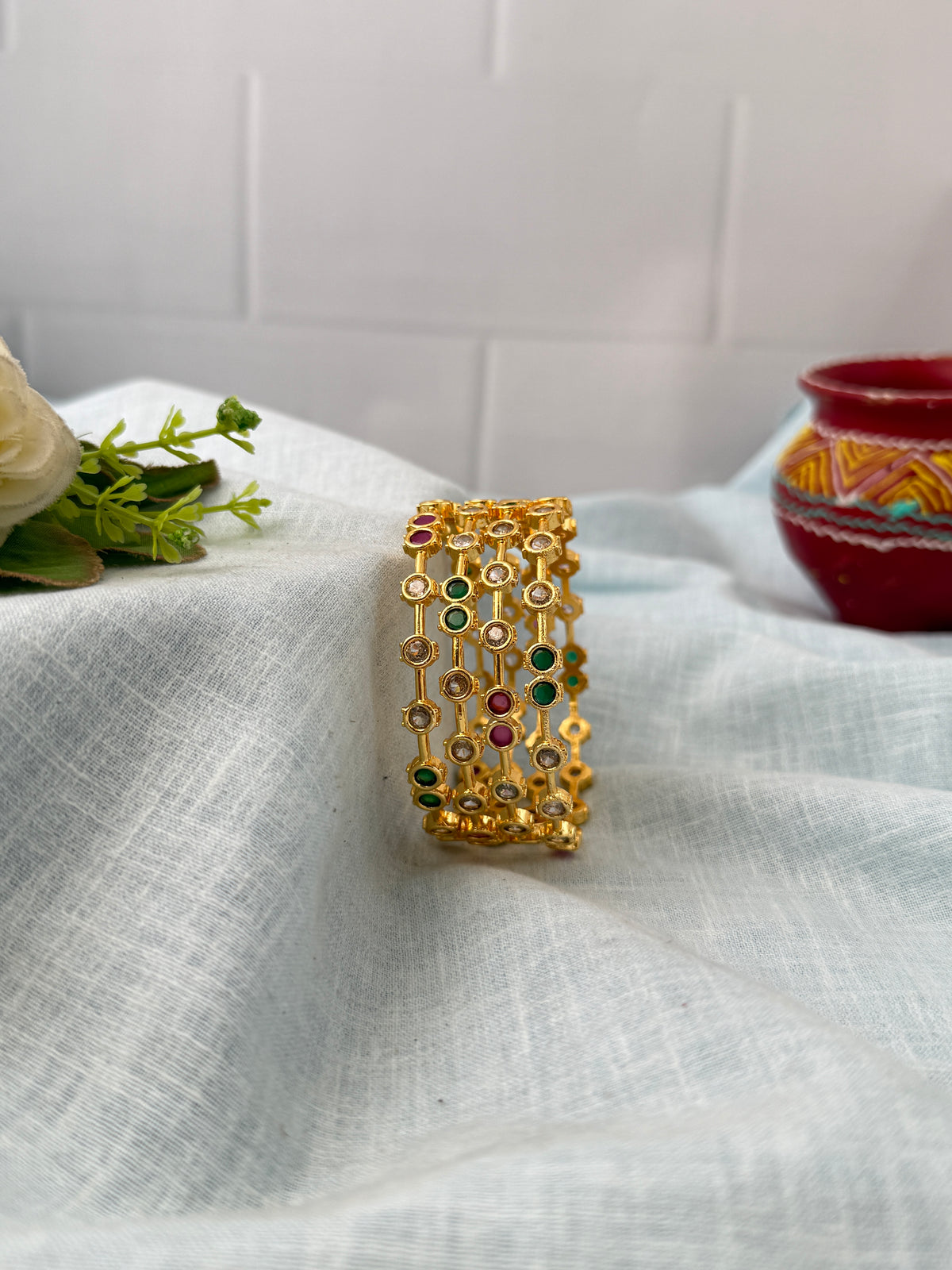 Antique temple style bridal bangles for women by Mahila