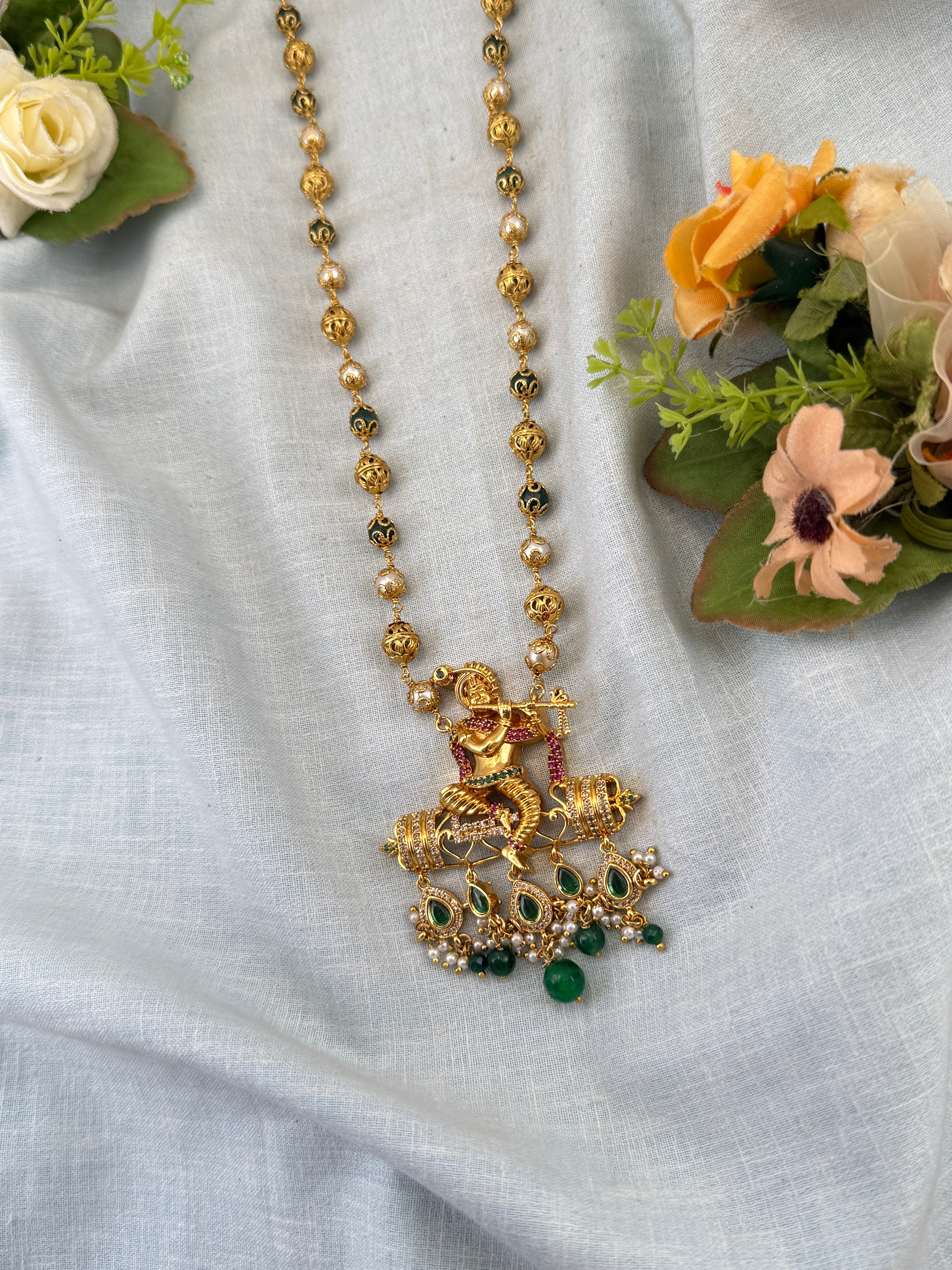 Royal Antique Krishna Pendant Chain Necklace 1068