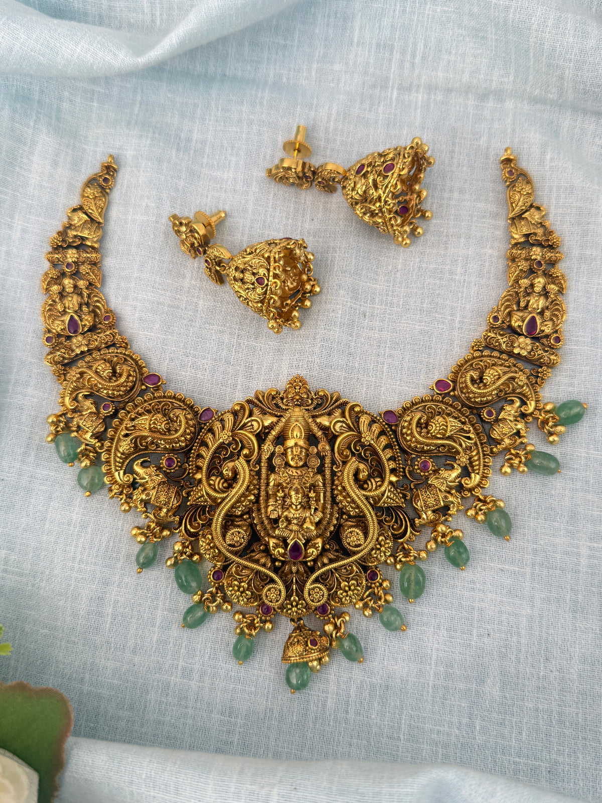 Antique Grand Necklace Venkateshwara Pendant Short Set| N0881