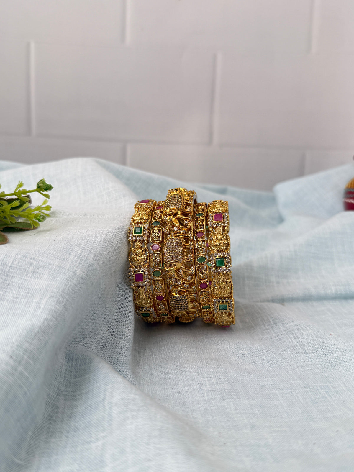 Luxurious Antique Elephant Lakshmi Bridal Bangle Set 0028