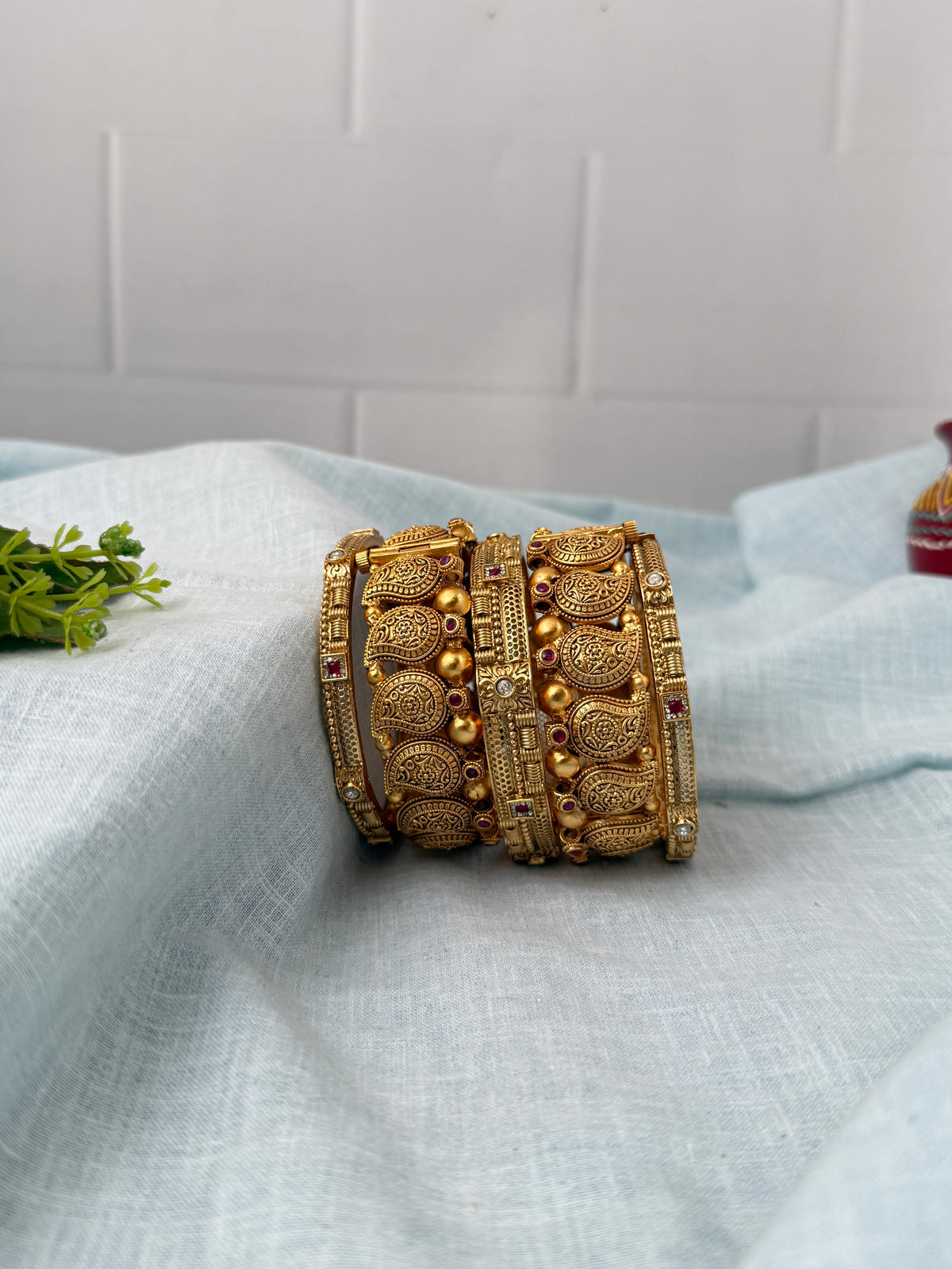 Royal Mango Antique Kada Bangle Set 0041
