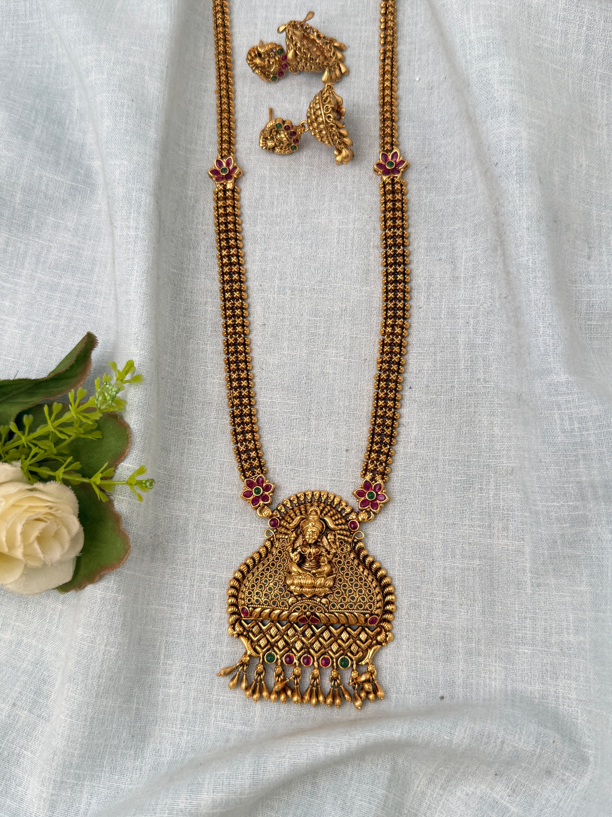 Antique Designer Necklace Lakshmi Pendant Long Set | N0899