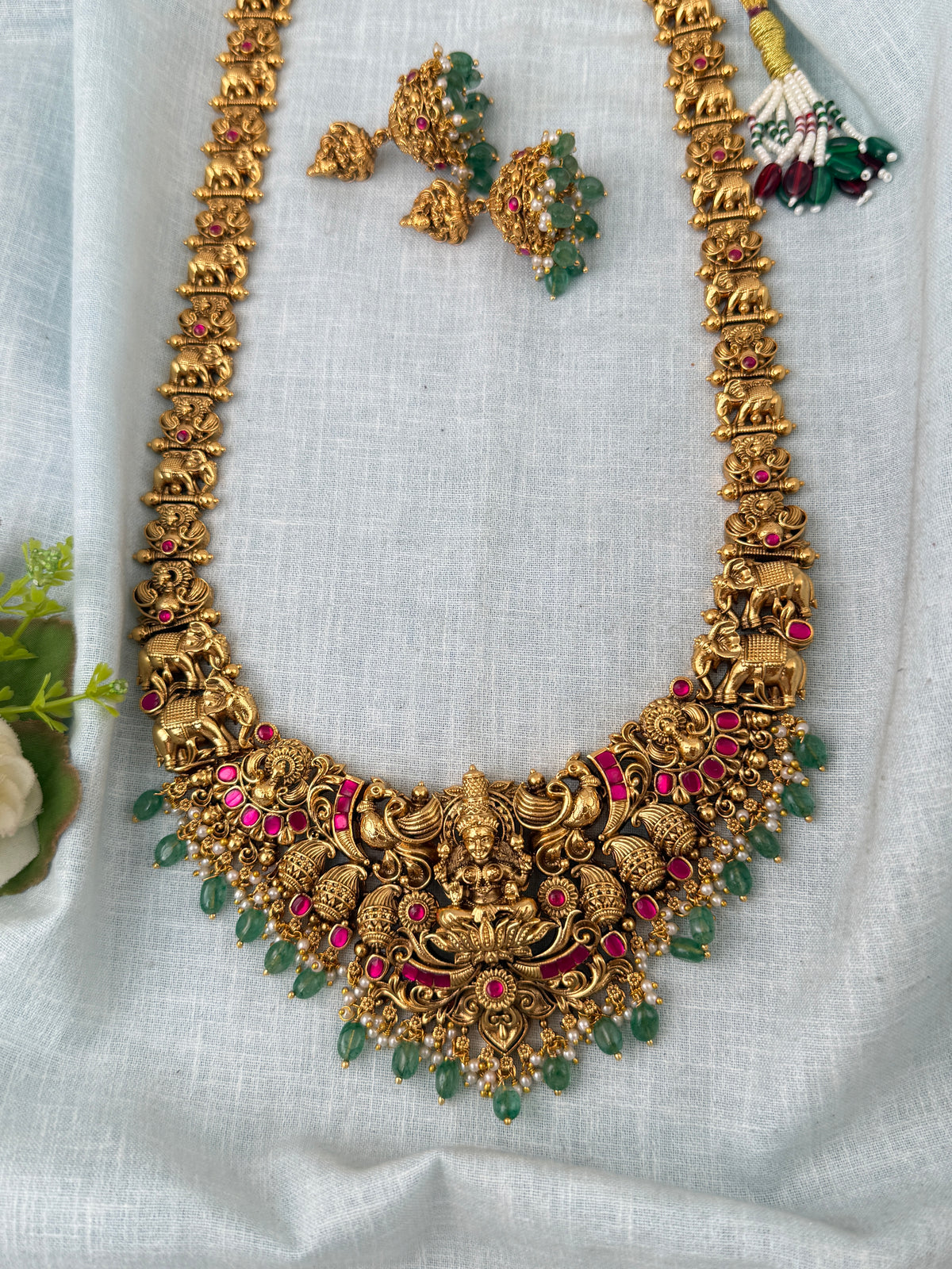 Antique Grand Lakshmi Necklace Premium Long Set | N1108