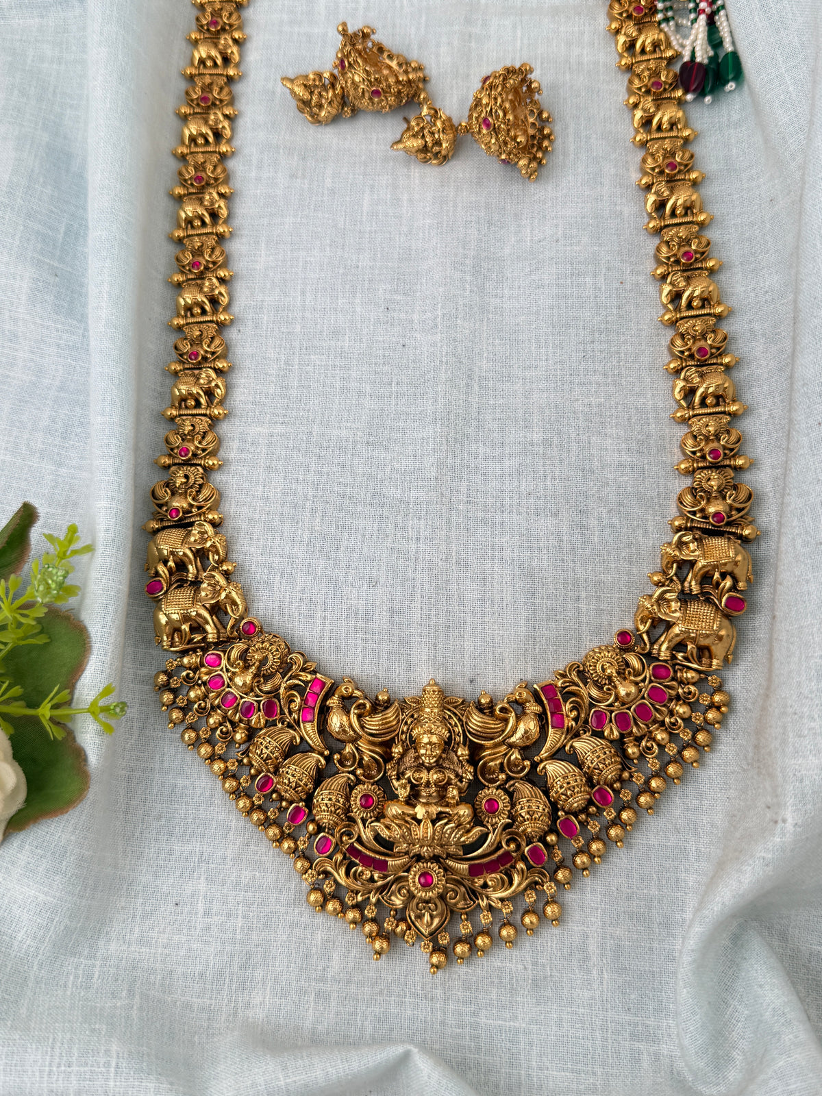 Antique Grand Lakshmi Necklace Premium Long Set | N1109