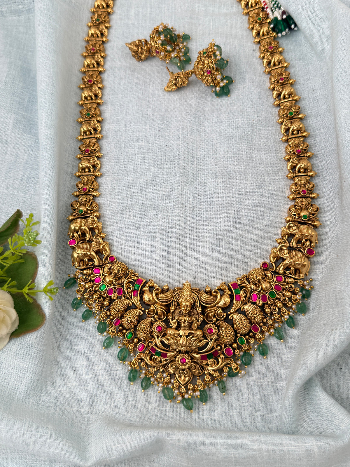 Antique Grand Lakshmi Necklace Premium Long Set | N1110
