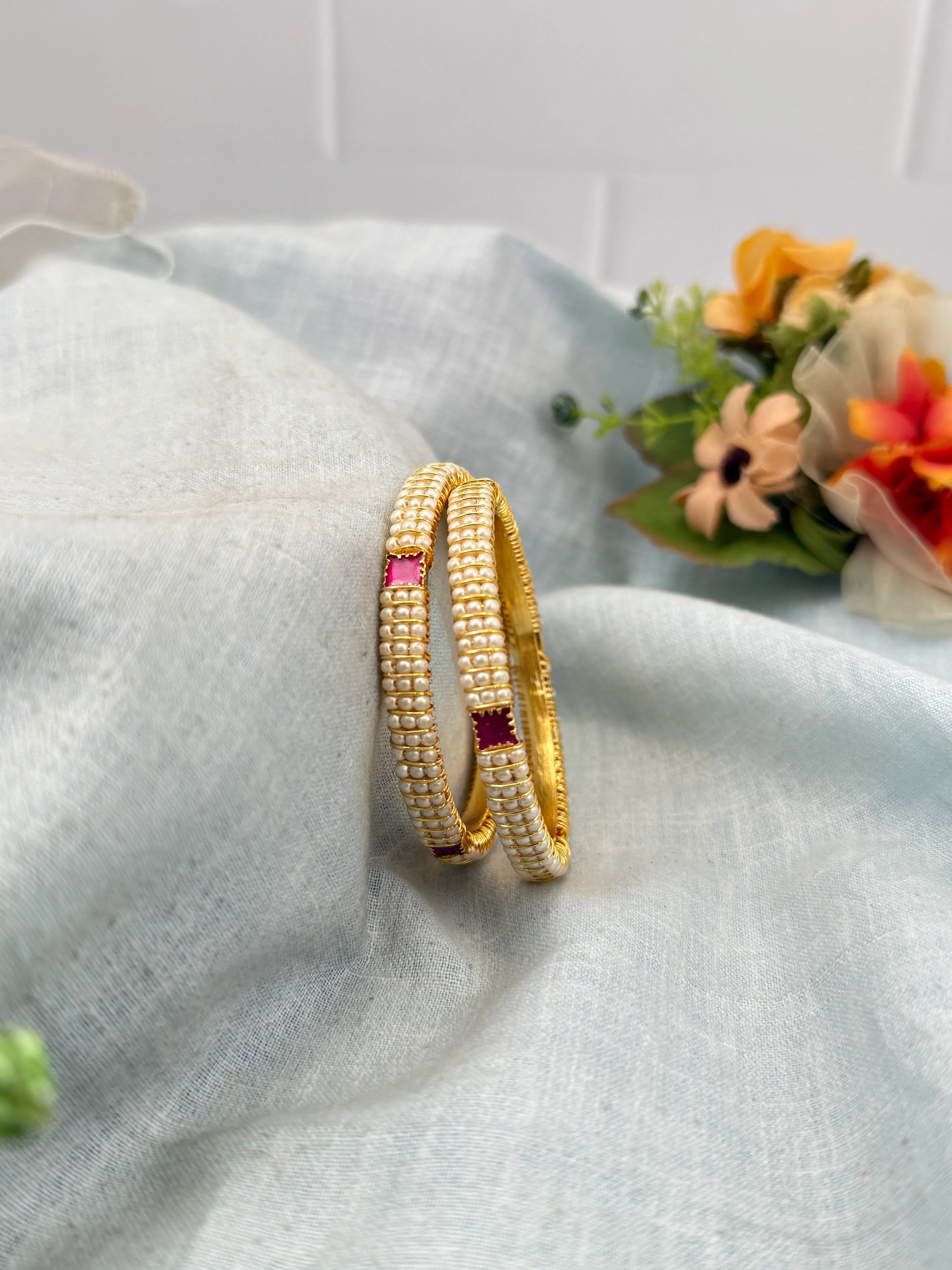 Luxurious Pearl Bangles 7075