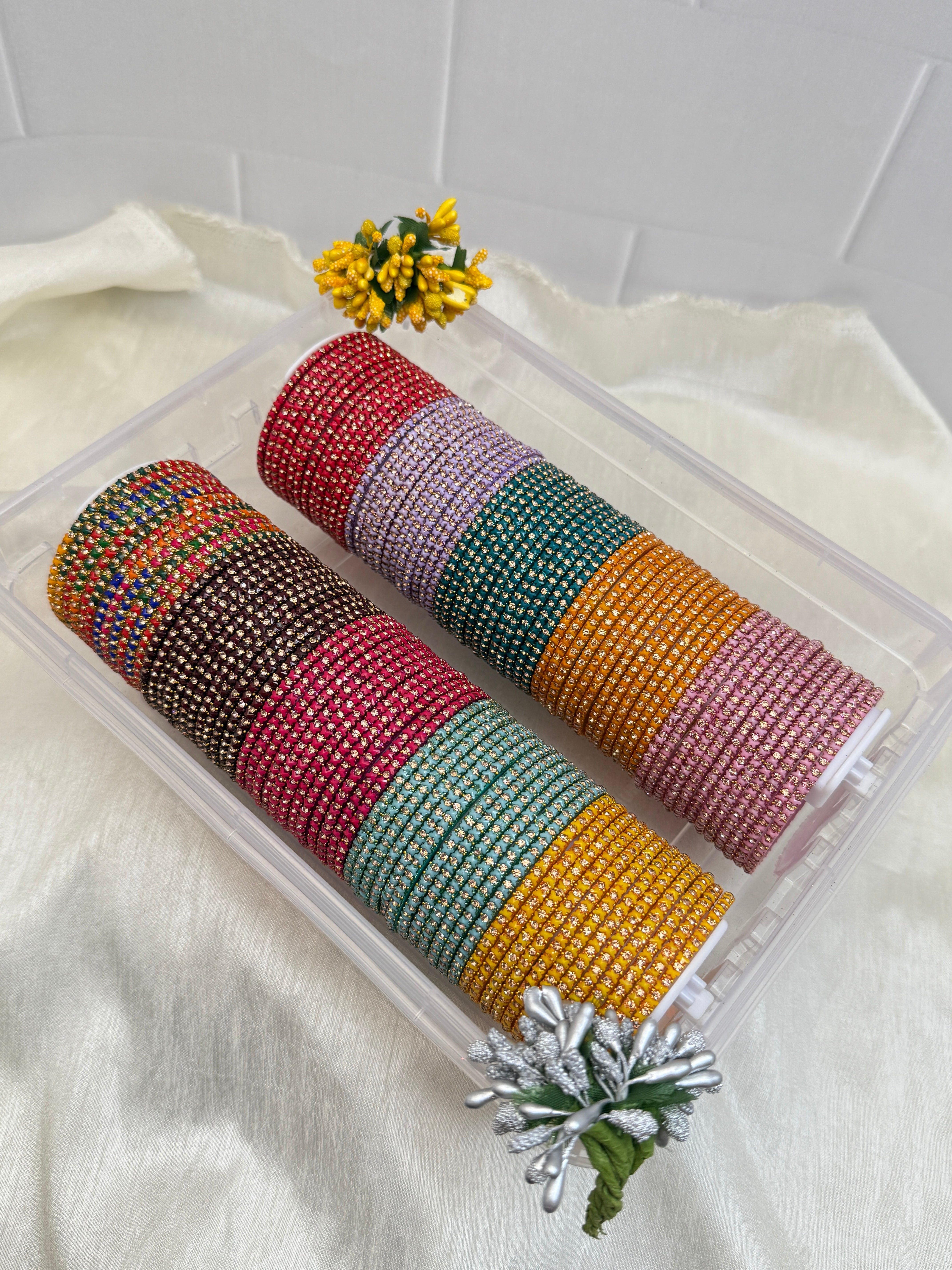 Premium 10 Color Butterfly Design Glass Bangle Box - 061