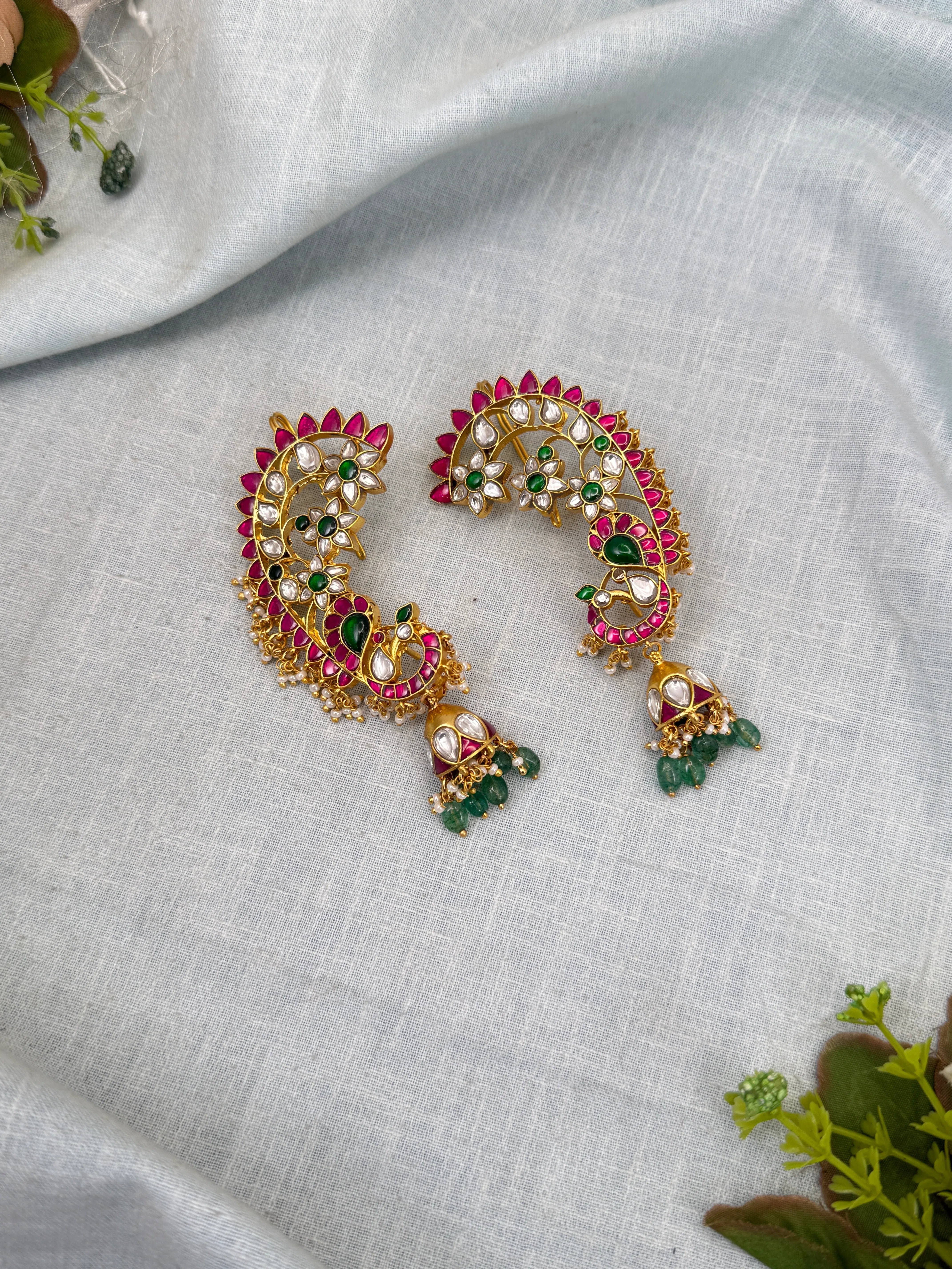 Royal Jadau Kundan Earcuff Earrings Jhumka 0574