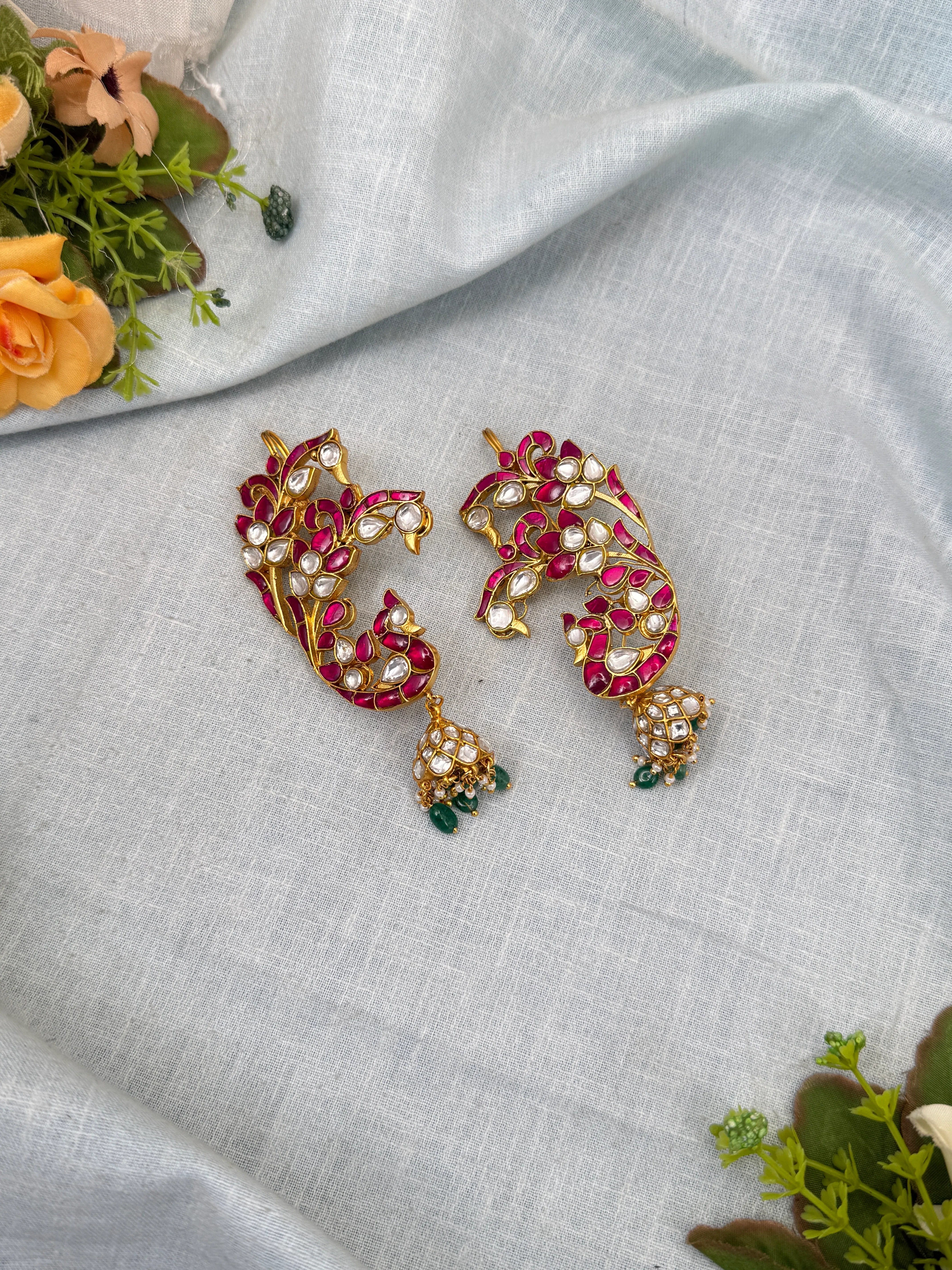 Royal Jadau Kundan Earcuff Earrings Jhumka 0577