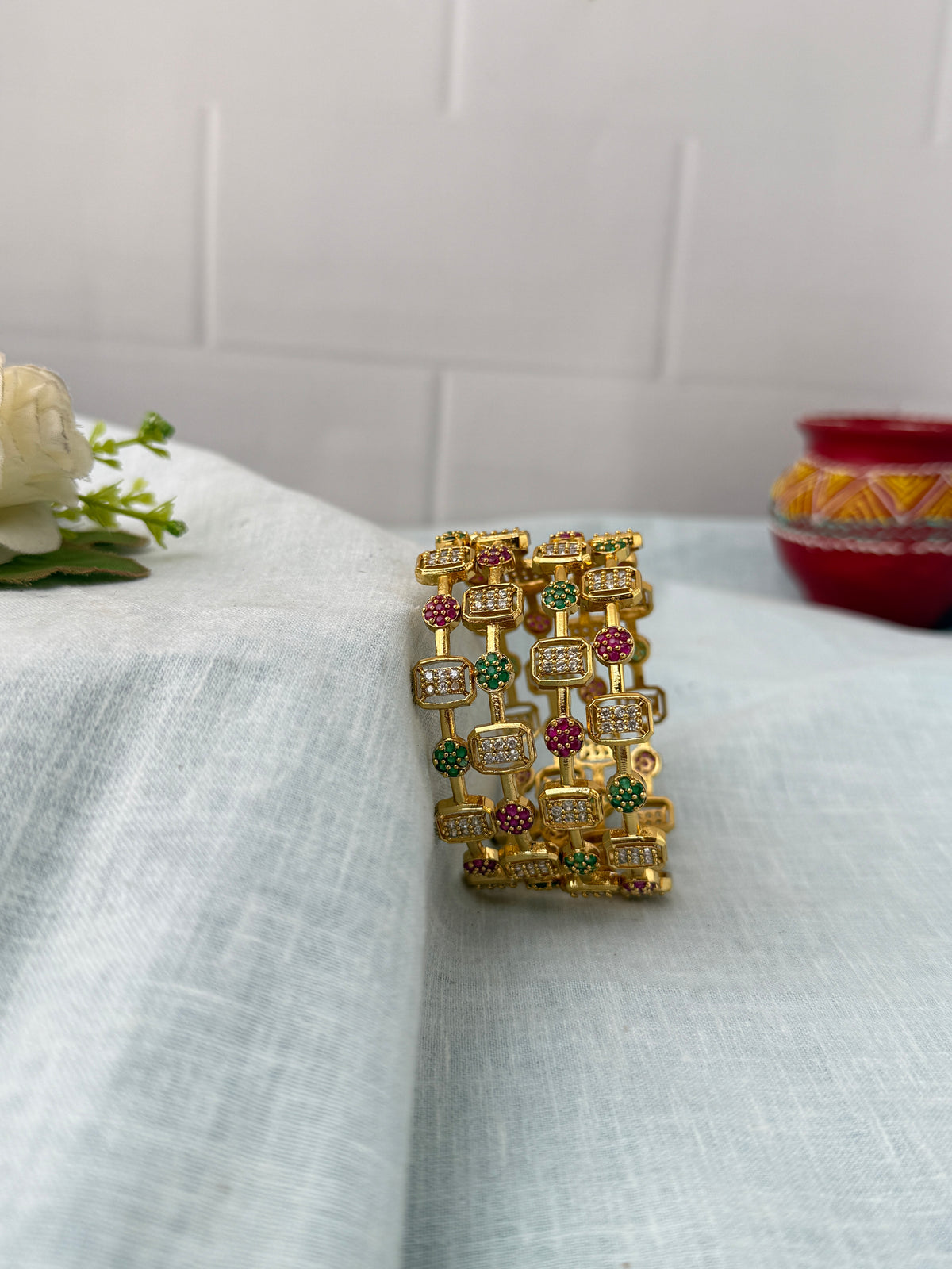 Antique temple style bridal bangles for women by Mahila